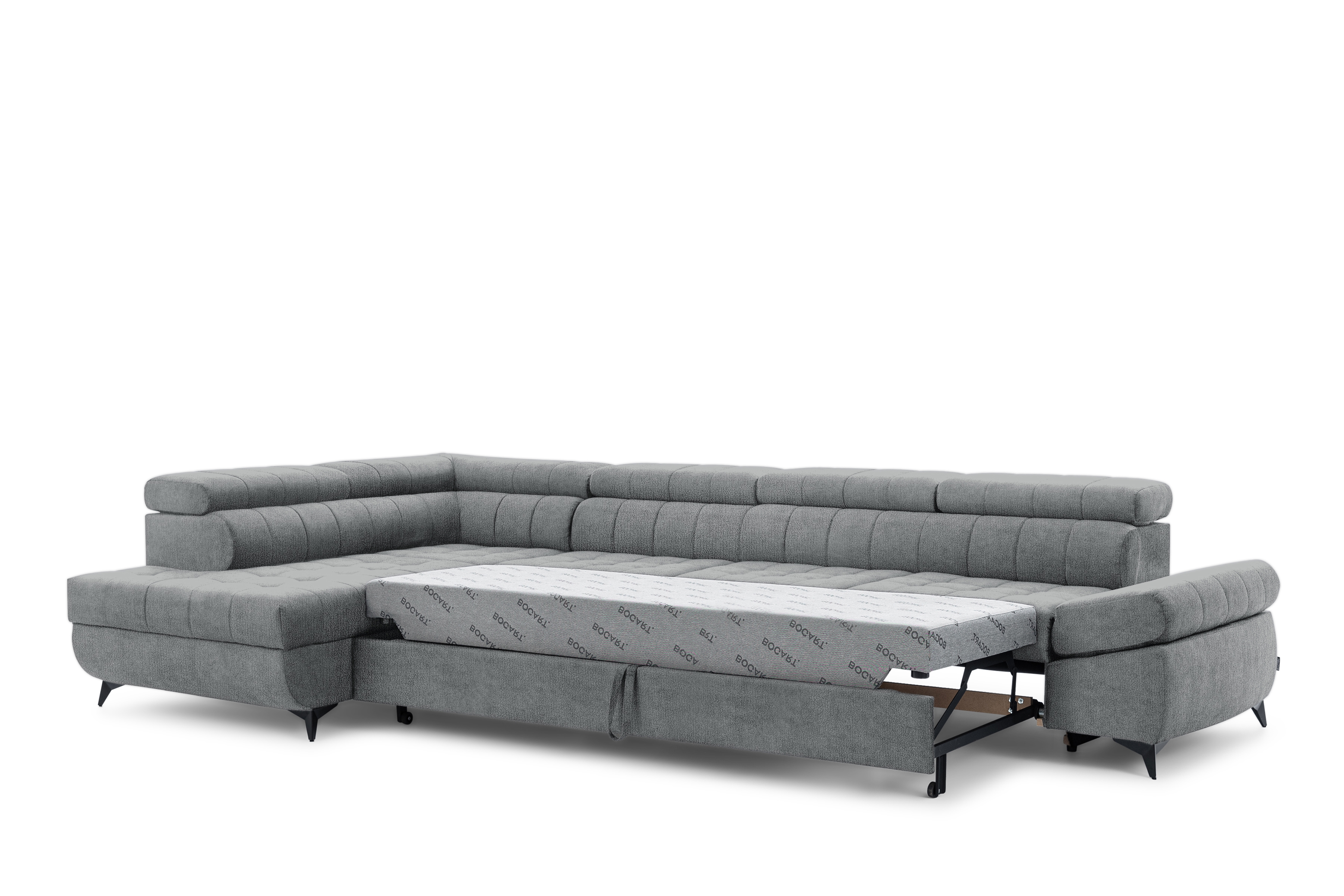 Rozkládací rohová sedací souprava Valoris Maxi levá - šedá šenil Perfect Harmony 85 Rohová sedací souprava levá Valoris Maxi rozkládací - šedá šenil Perfect Harmony 85