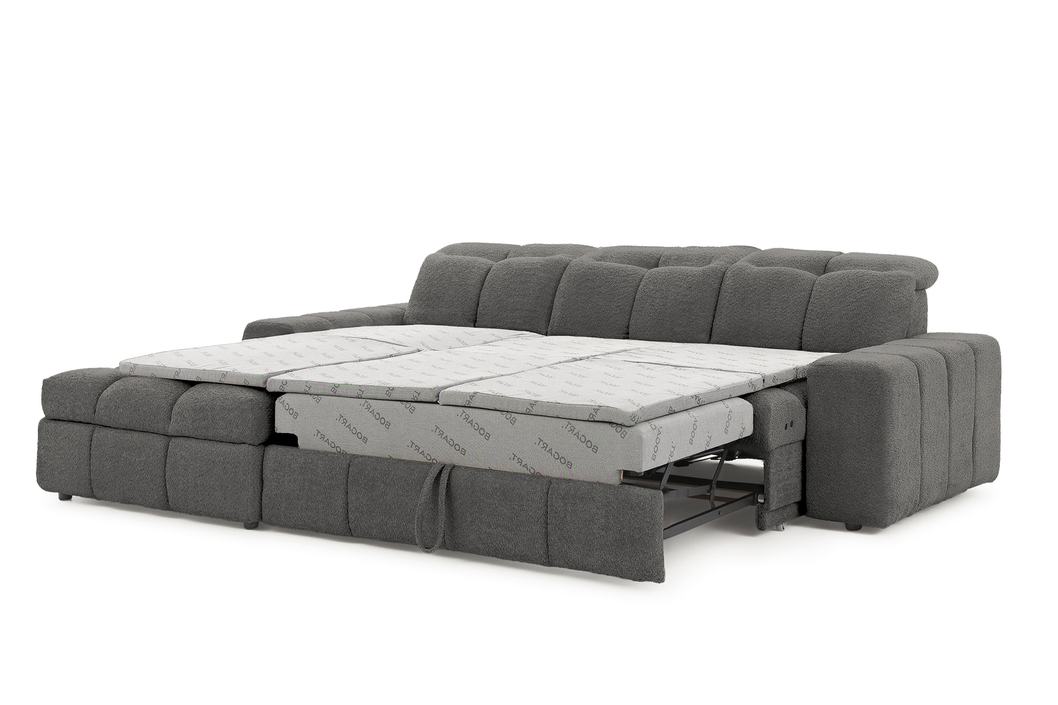 Rohová sedacia súprava Magnelio Mini ľavá elektrická s rozkladacou funkciou - sivá bouclé Catch Me 25 Rohová sedacia súprava Ľavá strana s elektricky výsuvným sedákem i funkcja spania Magnelio Mini - šedá boucla Catch Me 25