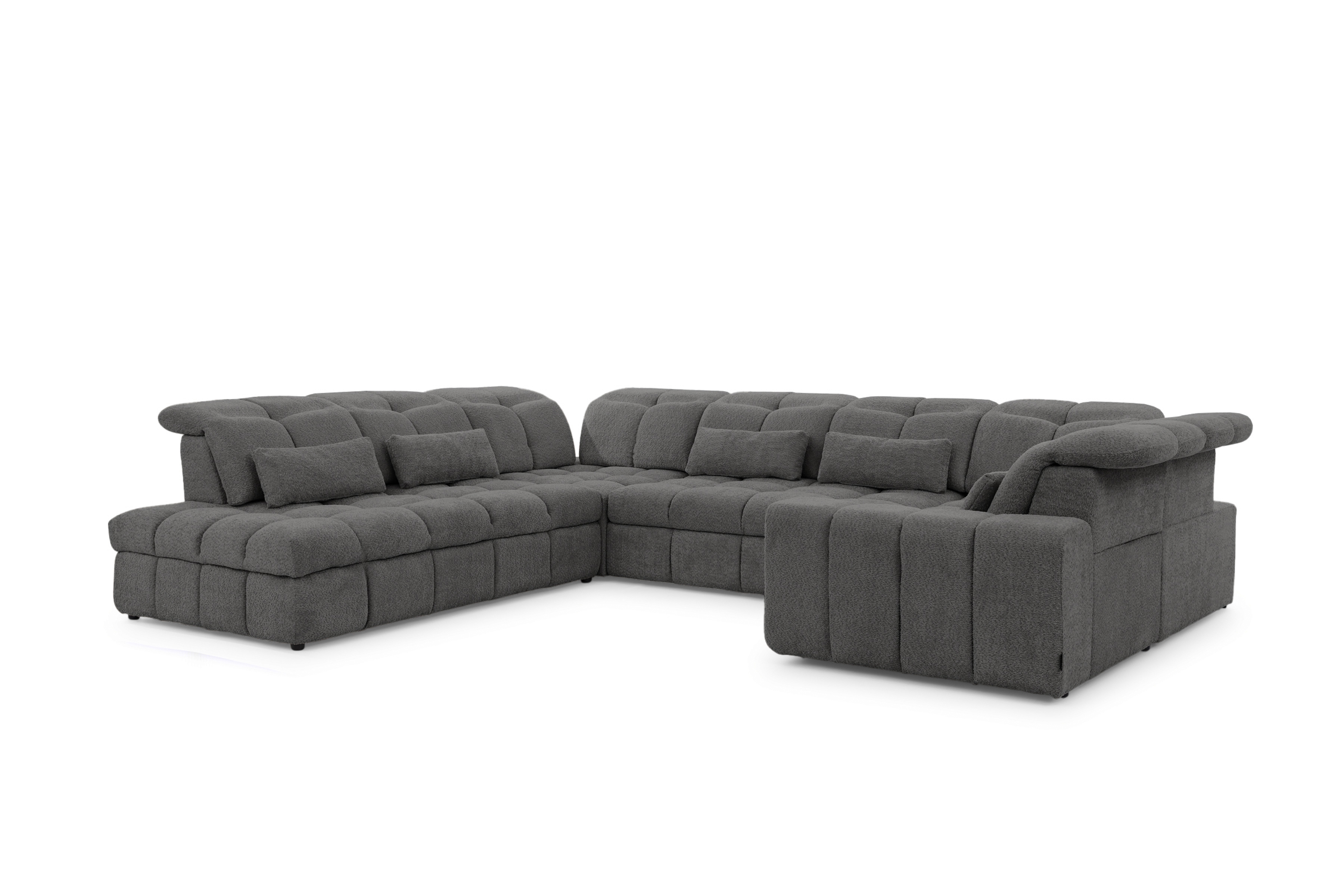 Rohová sedacia súprava Magnelio U ľavá elektrická s rozkladacou funkciou - sivá bouclé Catch Me 25 Rohová sedacia súprava Ľavá strana s elektricky výsuvným sedákem i i funkcja spania Magnelio U - šedá boucle Catch Me 25 