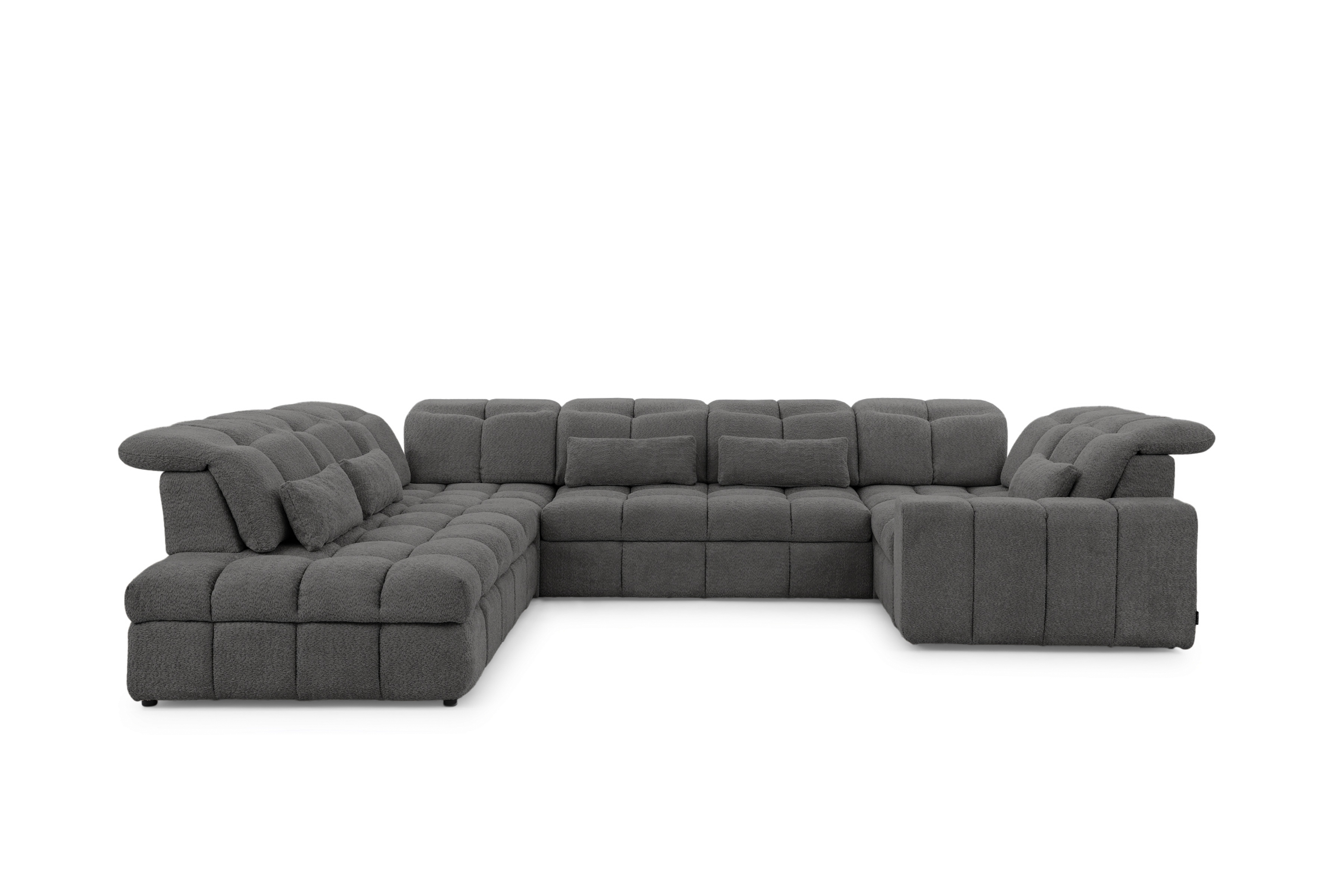 Rohová sedacia súprava Magnelio U ľavá elektrická s rozkladacou funkciou - sivá bouclé Catch Me 25 Rohová sedacia súprava Ľavá strana s elektricky výsuvným sedákem i i funkcja spania Magnelio U - šedá boucle Catch Me 25 