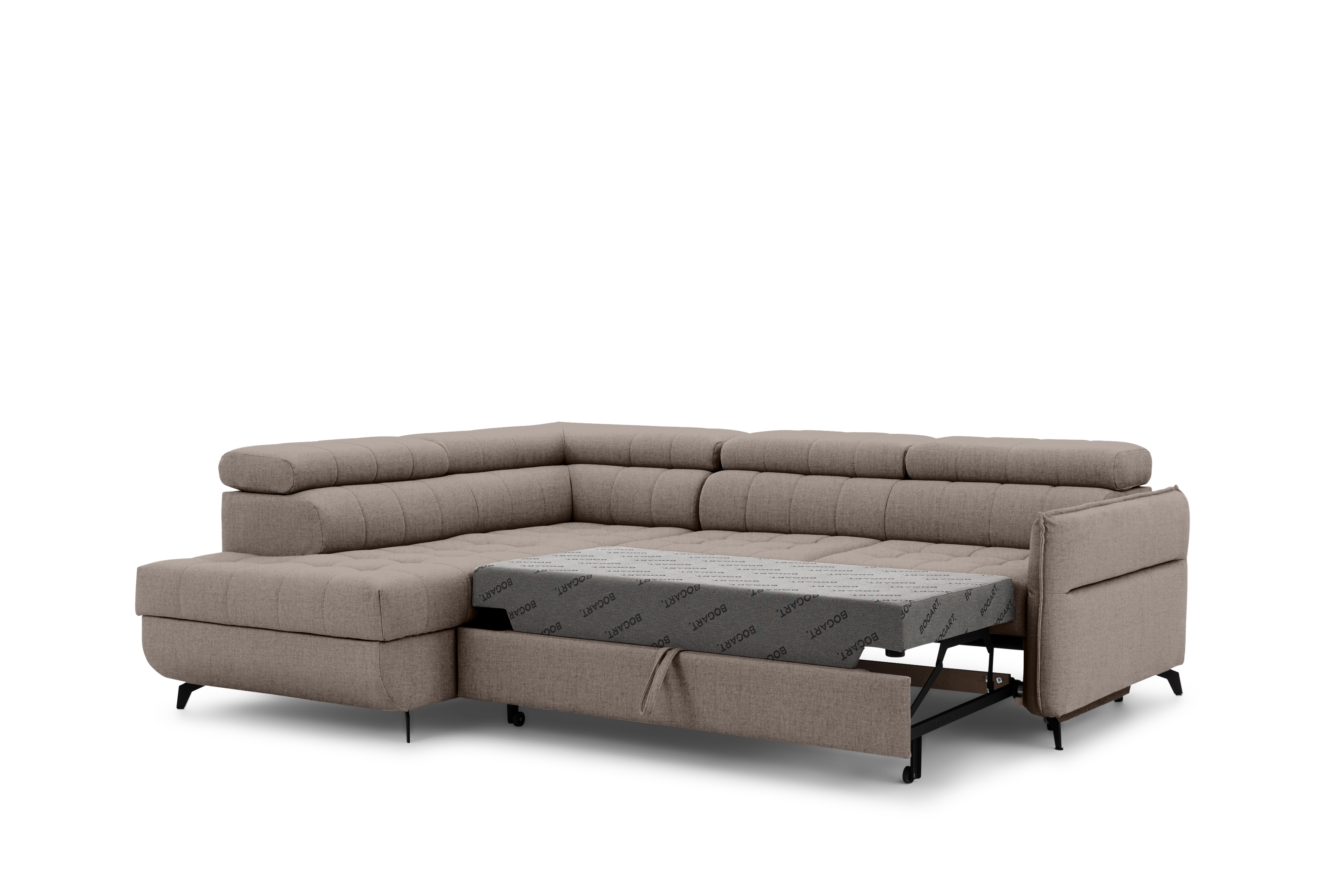 Rohová sedacia súprava Elarias L ľavá s funkciou spania - béžový hydrofóbny zamat Vogue 4 Rohová sedacia súprava Ľavá strana s funkciou spania Elarias L - béžový zamat hydrofobowy Vogue 4