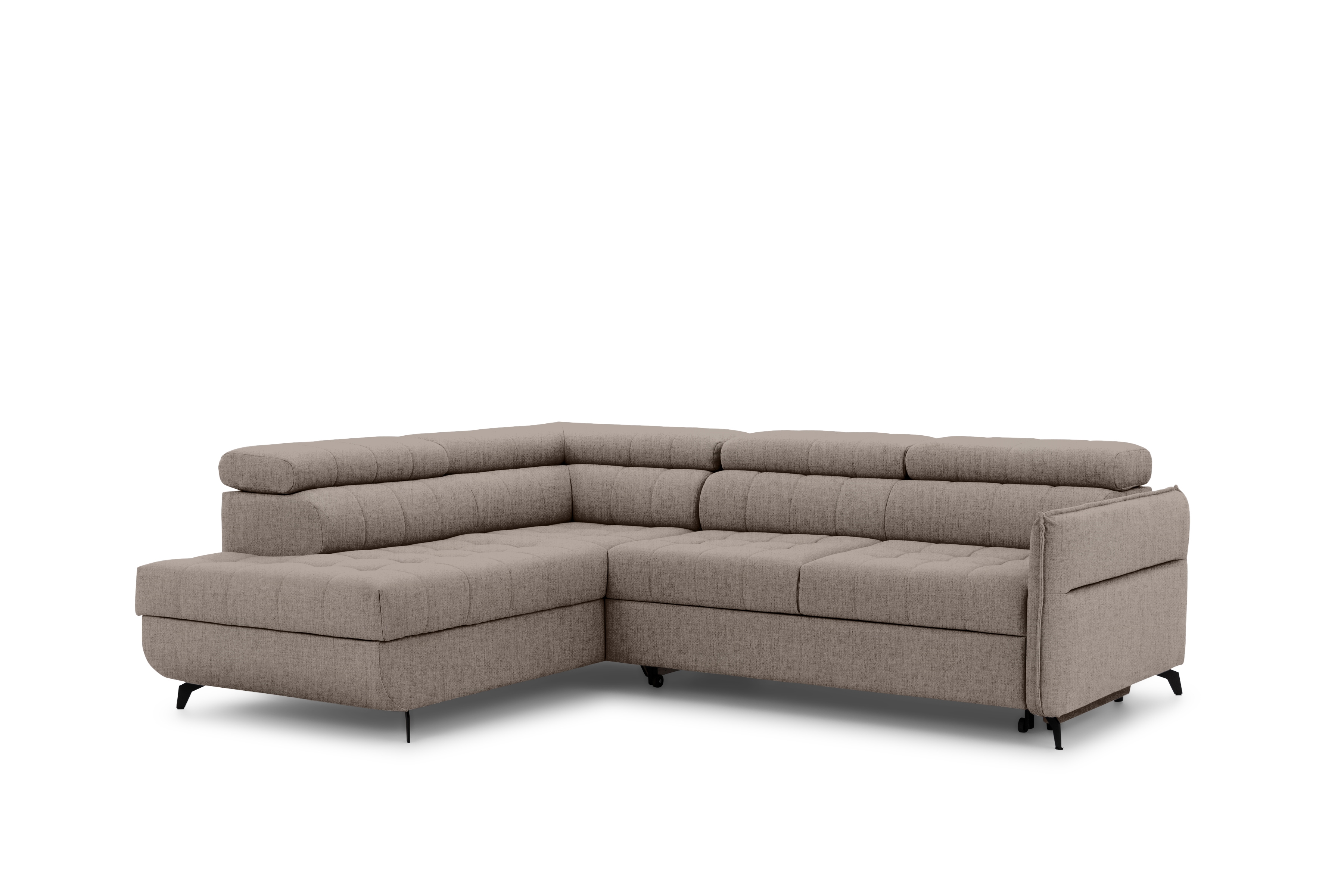 Rohová sedacia súprava Elarias L ľavá s funkciou spania - béžový hydrofóbny zamat Vogue 4 Rohová sedacia súprava Ľavá strana s funkciou spania Elarias L - béžový zamat hydrofobowy Vogue 4