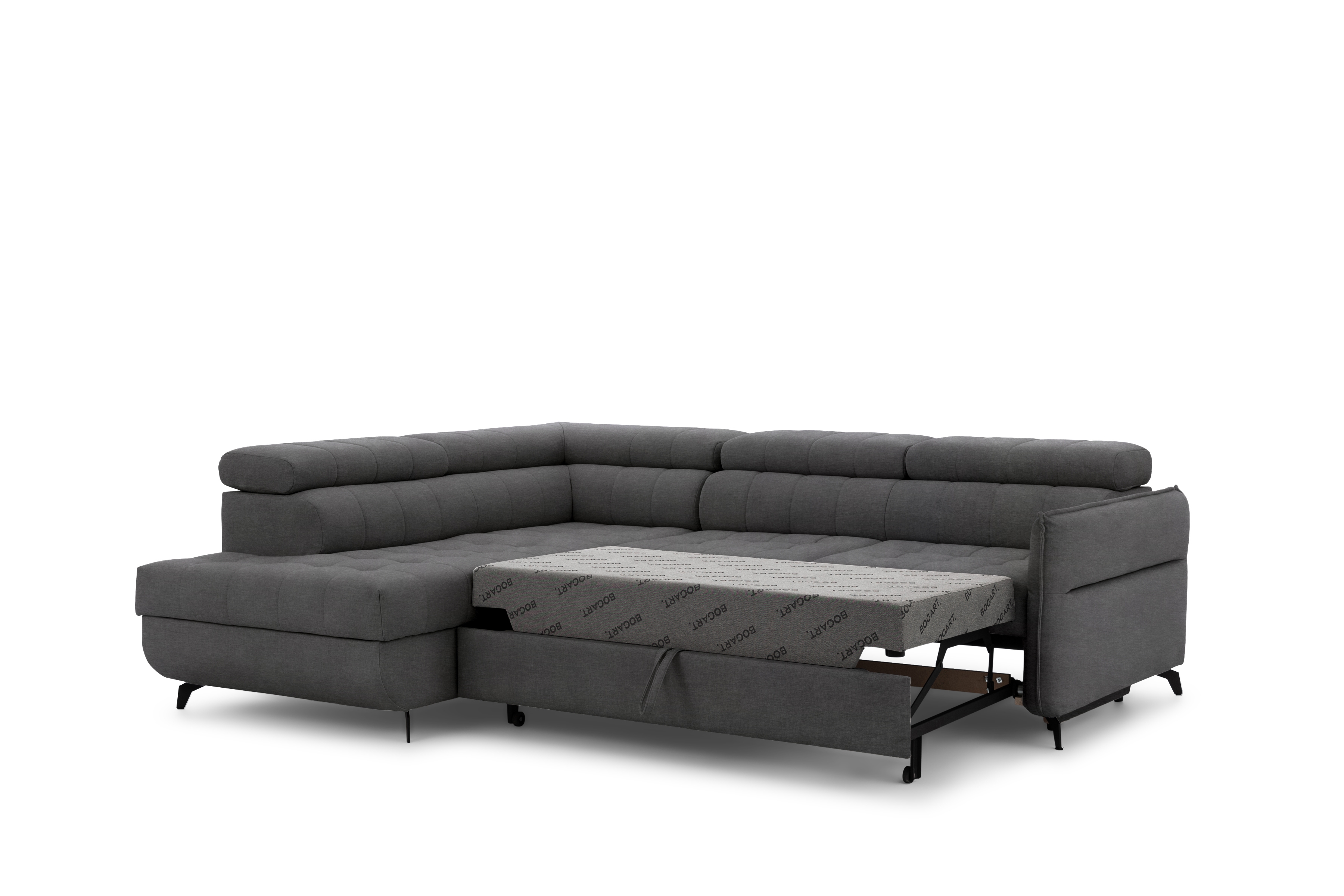 Rohová sedacia súprava Elarias L ľavá s funkciou spania - grafitový hydrofóbny zamat Zetta 305 Rohová sedacia súprava Ľavá strana s funkciou spania Elarias L - Grafitový zamat hydrofobowy Zetta 305