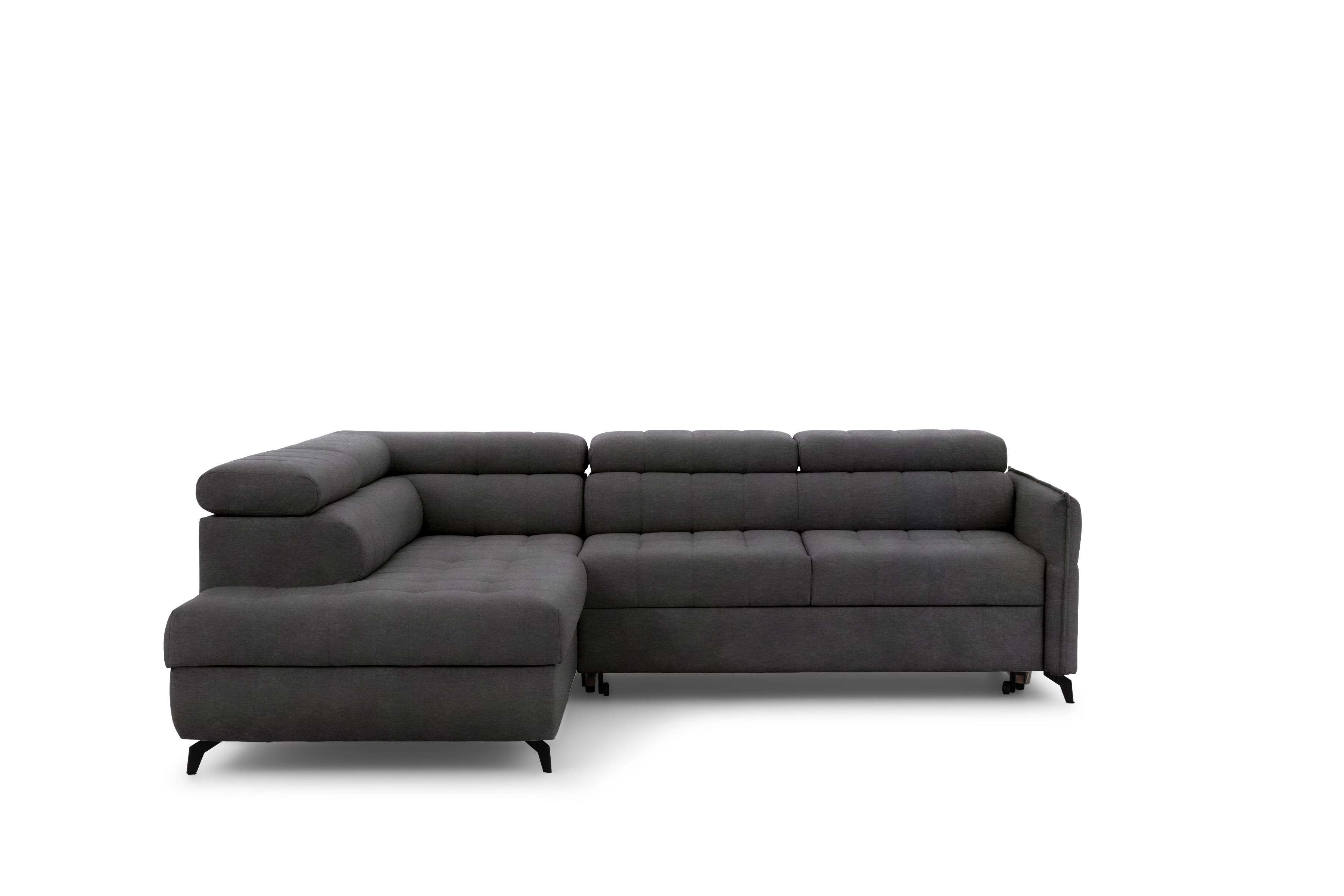 Rohová sedacia súprava Elarias L ľavá s funkciou spania - grafitový hydrofóbny zamat Zetta 305 Rohová sedacia súprava Ľavá strana s funkciou spania Elarias L - Grafitový zamat hydrofobowy Zetta 305