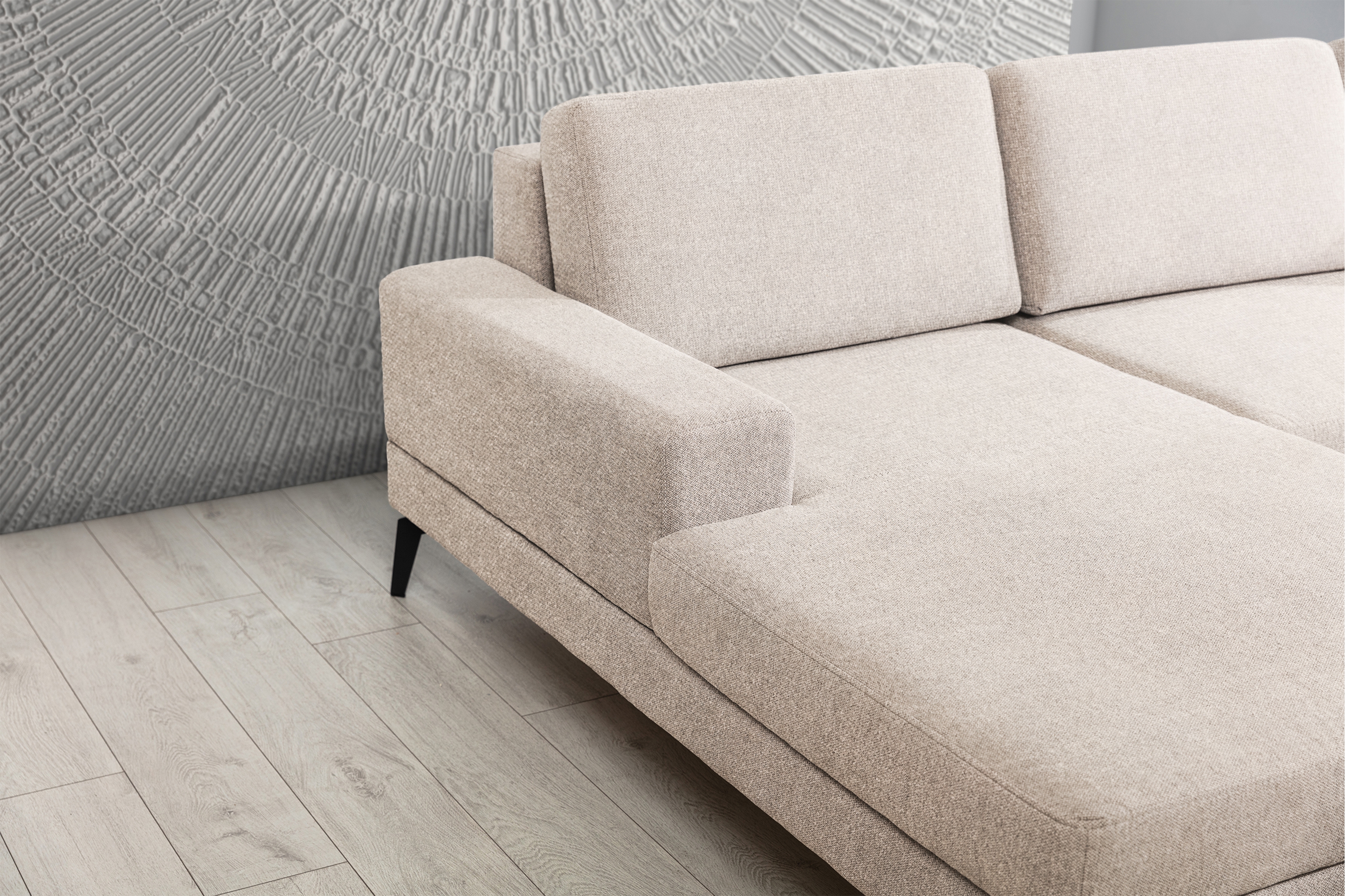 Rozkladacia rohová sedacia súprava Elentio Mini ľavá - béžová pletenina Magni 206.02 Rohová sedacia súprava Elentio mini bok mebla