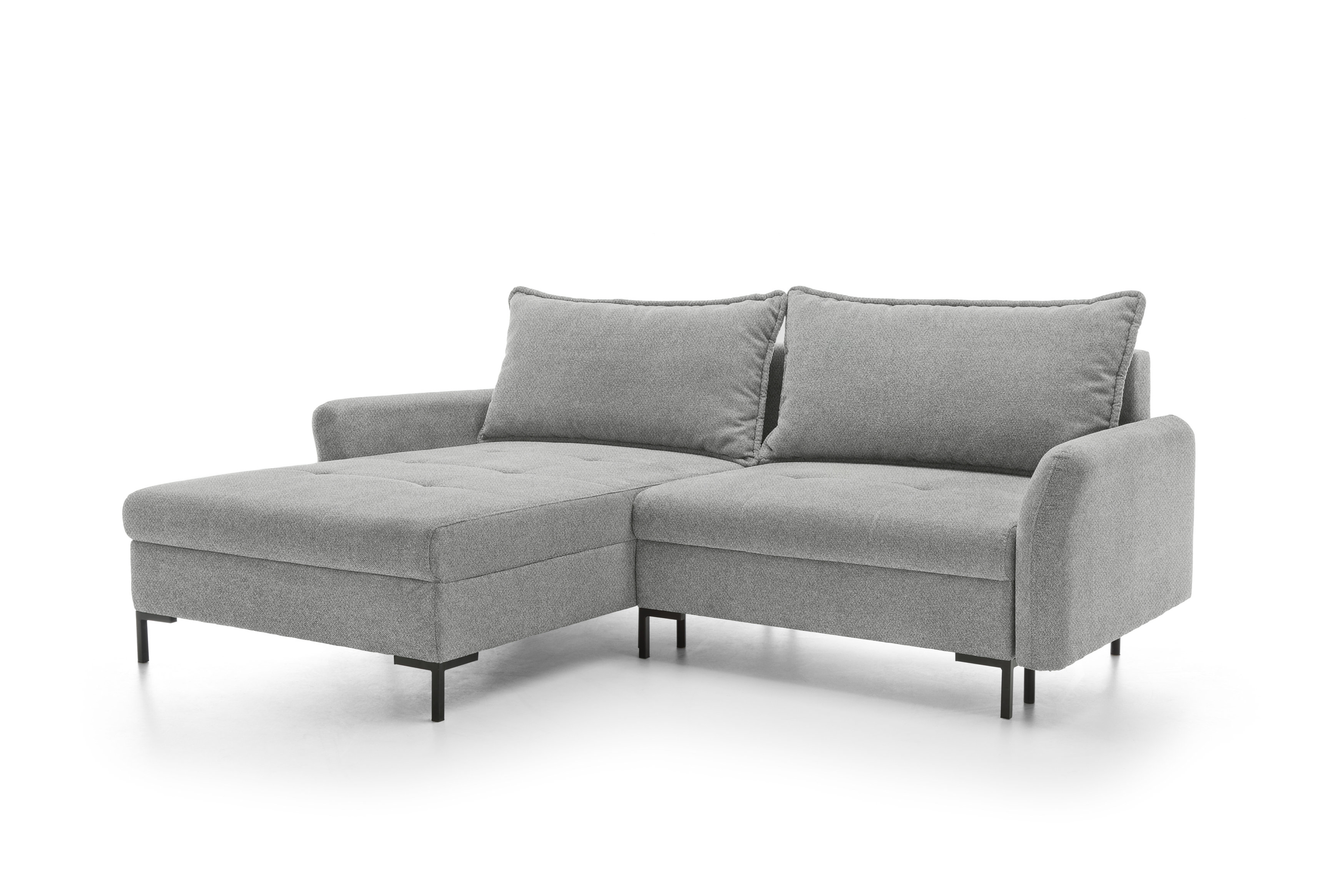 Rozkladacia rohová sedacia súprava Marco ľavá - šedá pletenina Brooklyn Cement Rohová sedacia súprava Ľavá strana s funkciou spánku Marco - šedá plecionka Brooklyn Cement