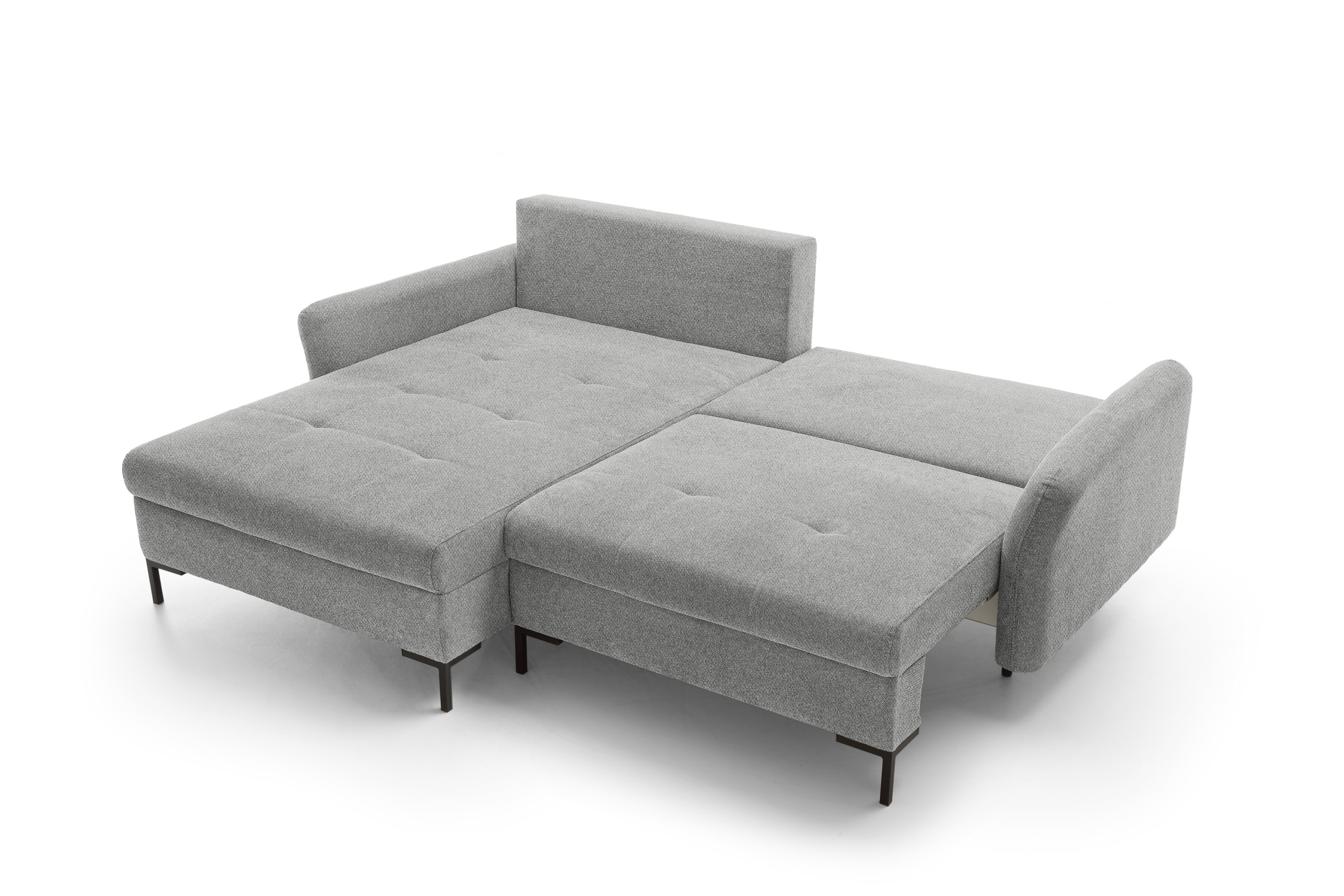 Rozkladacia rohová sedacia súprava Marco ľavá - šedá pletenina Brooklyn Cement Rohová sedacia súprava Ľavá strana s funkciou spánku Marco - šedá plecionka Brooklyn Cement