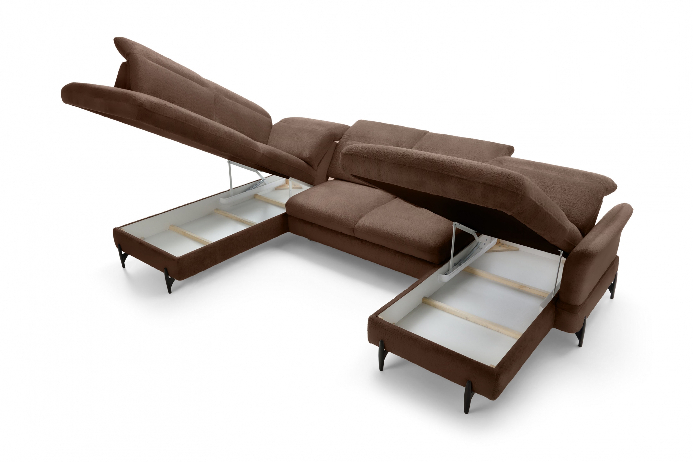 Rozkládací rohová sedací souprava Sienna I levá - hnědá / šenil Bellini 23 Rohová sedací souprava levá rozkládací Sienna I - hnědá / šenil / Bellini 23