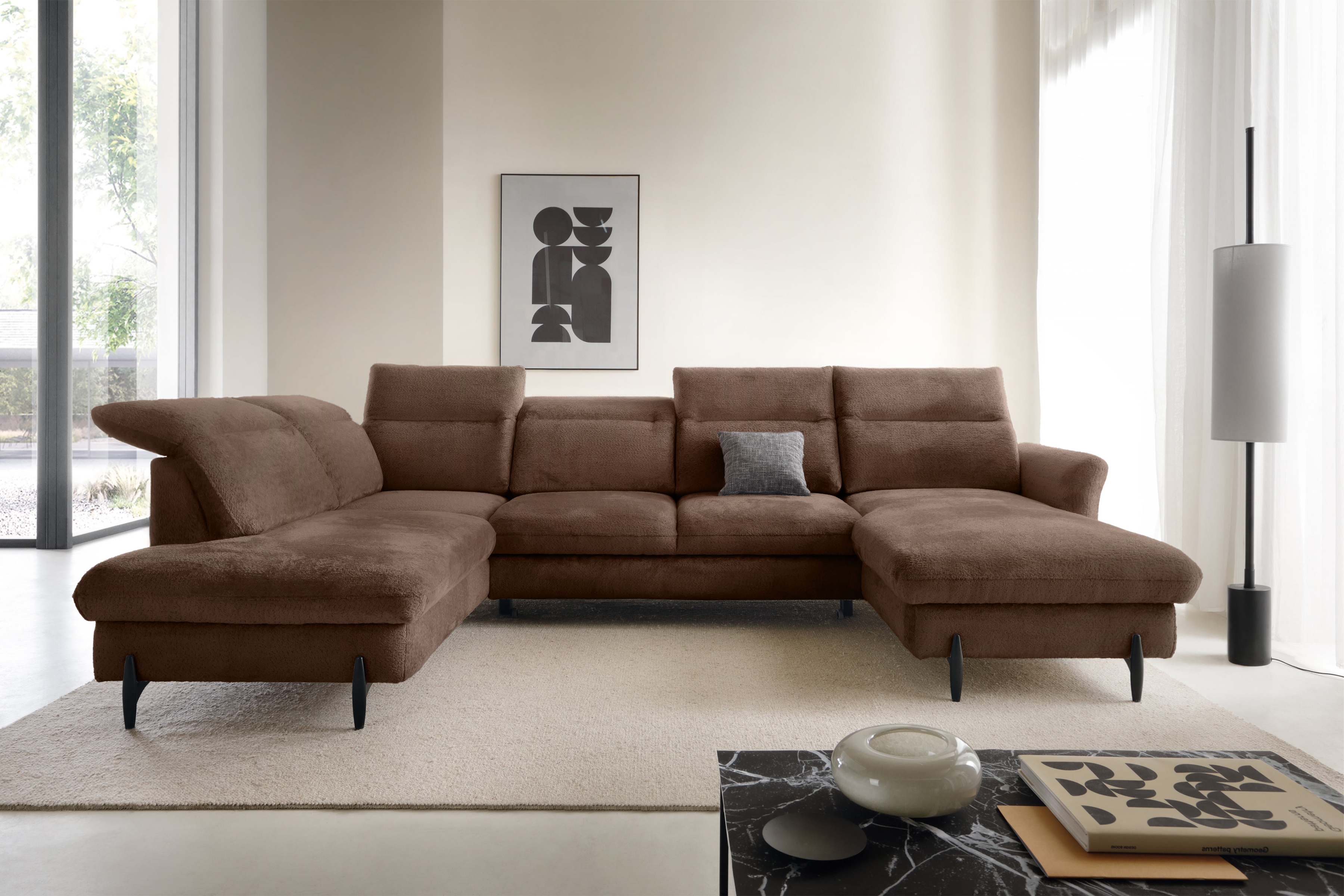 Rozkládací rohová sedací souprava Sienna I levá - hnědá / šenil Bellini 23 Rohová sedací souprava levá rozkládací Sienna I - hnědá / šenil / Bellini 23