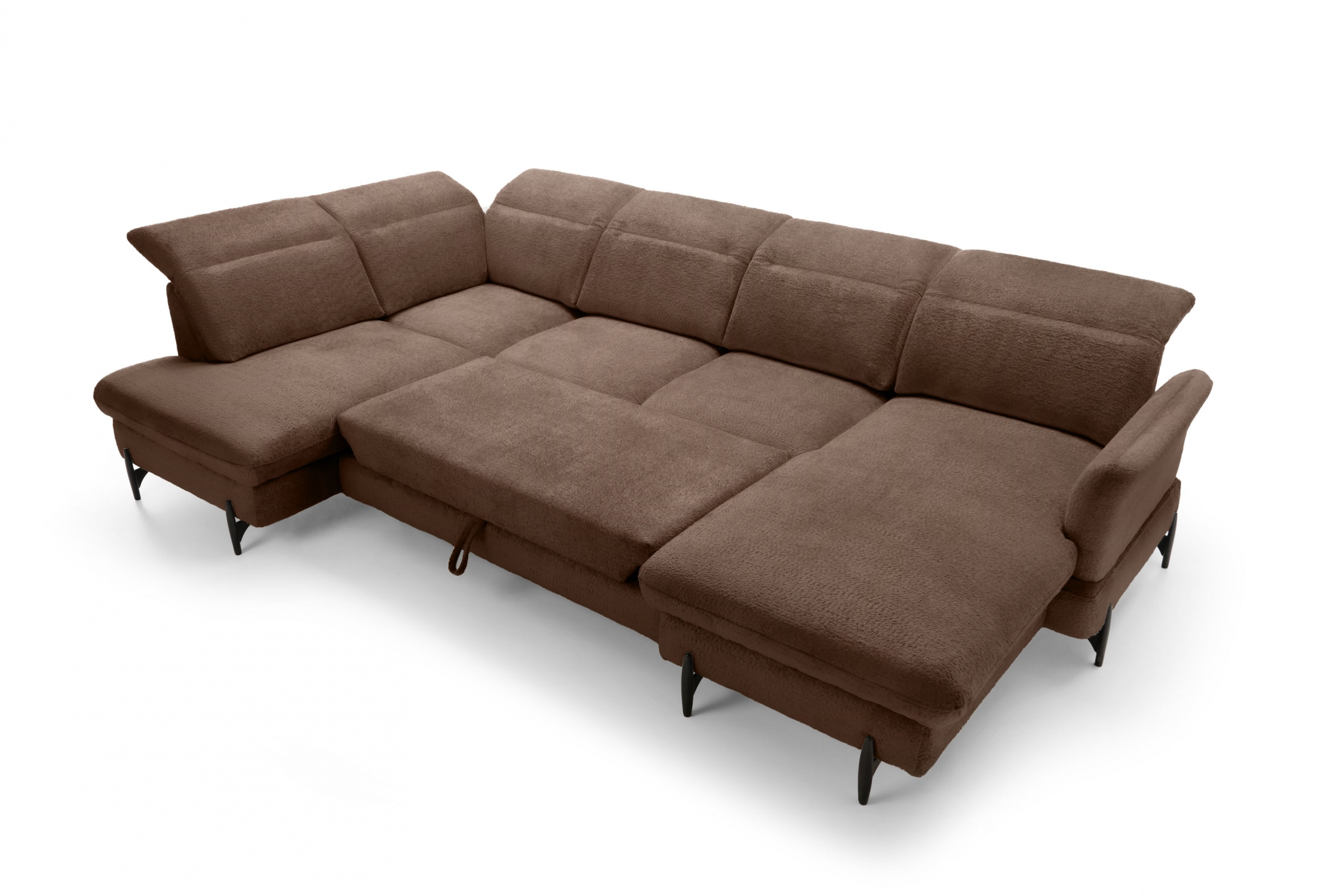 Rozkládací rohová sedací souprava Sienna I levá - hnědá / šenil Bellini 23 Rohová sedací souprava levá rozkládací Sienna I - hnědá / šenil / Bellini 23