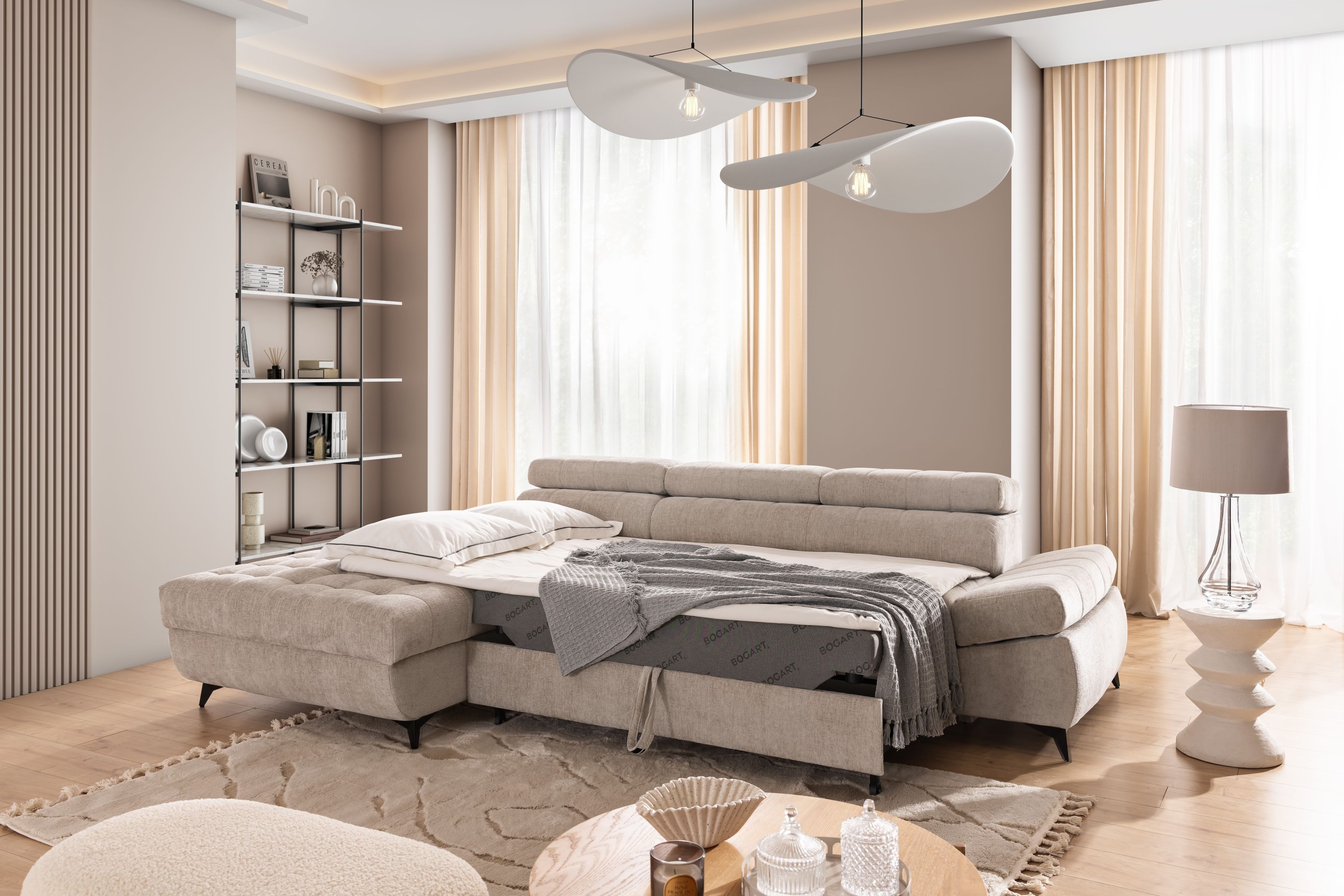 Rohová sedacia súprava Valoris Mini ľavá s funkciou spania - béžový šenil Perfect Harmony 07 Rohová sedacia súprava Ľavá strana s funkciou spánku Valoris Mini - béžový šenil Perfect harmony 07