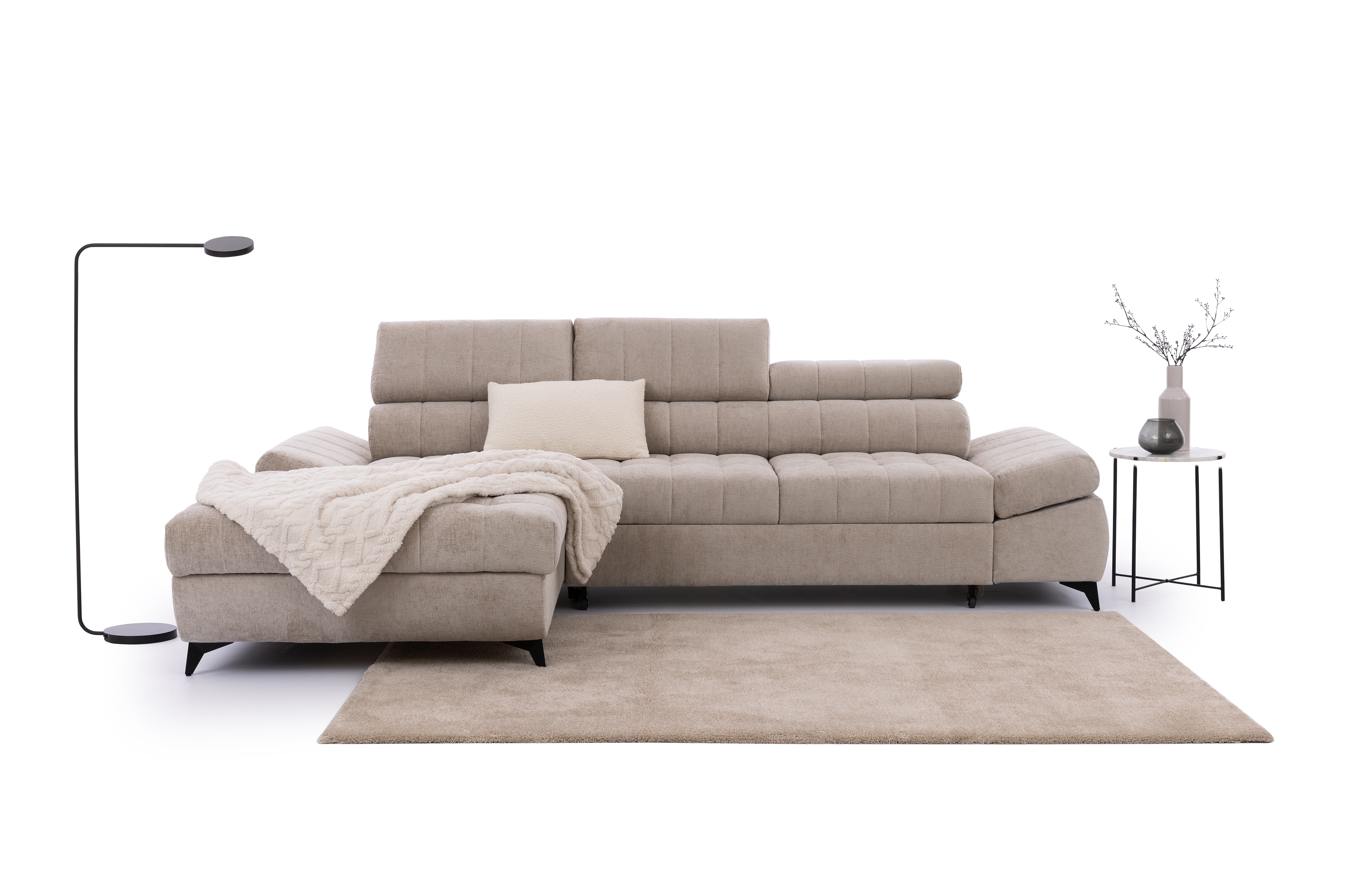 Rohová sedacia súprava Valoris Mini ľavá s funkciou spania - béžový šenil Perfect Harmony 07 Rohová sedacia súprava Ľavá strana s funkciou spánku Valoris Mini - béžový šenil Perfect harmony 07