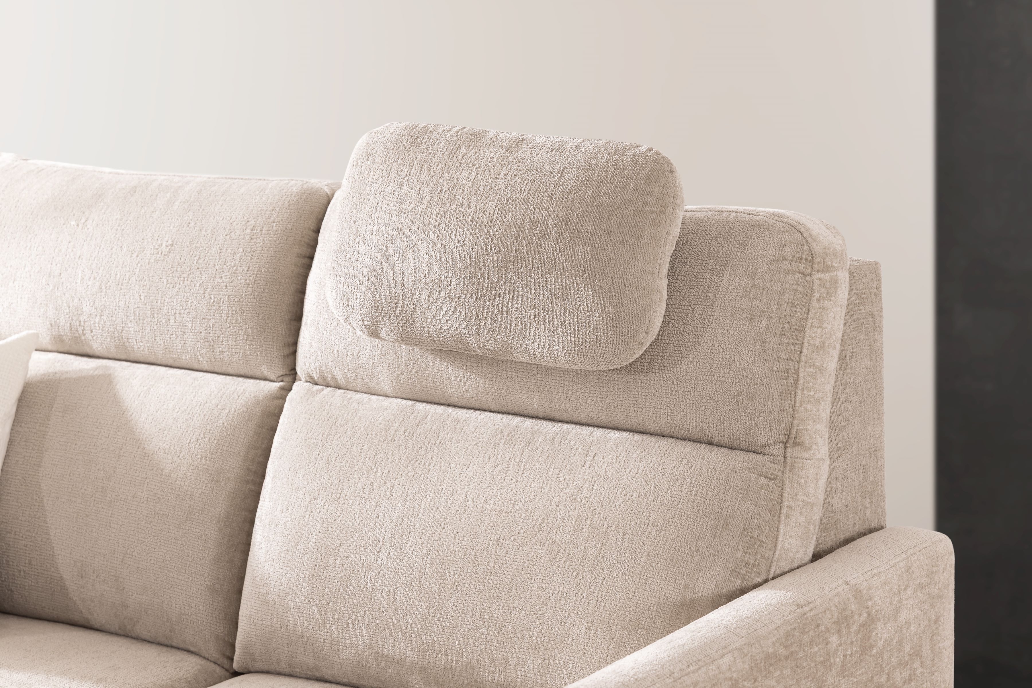 Rohová pohovka Loario L levá s úzkými boky - béžový szenil Perfect Harmony 07 Rohová sedací souprava Loario L levá z waskim bokiem - béžová šenil Perfect Harmony 07