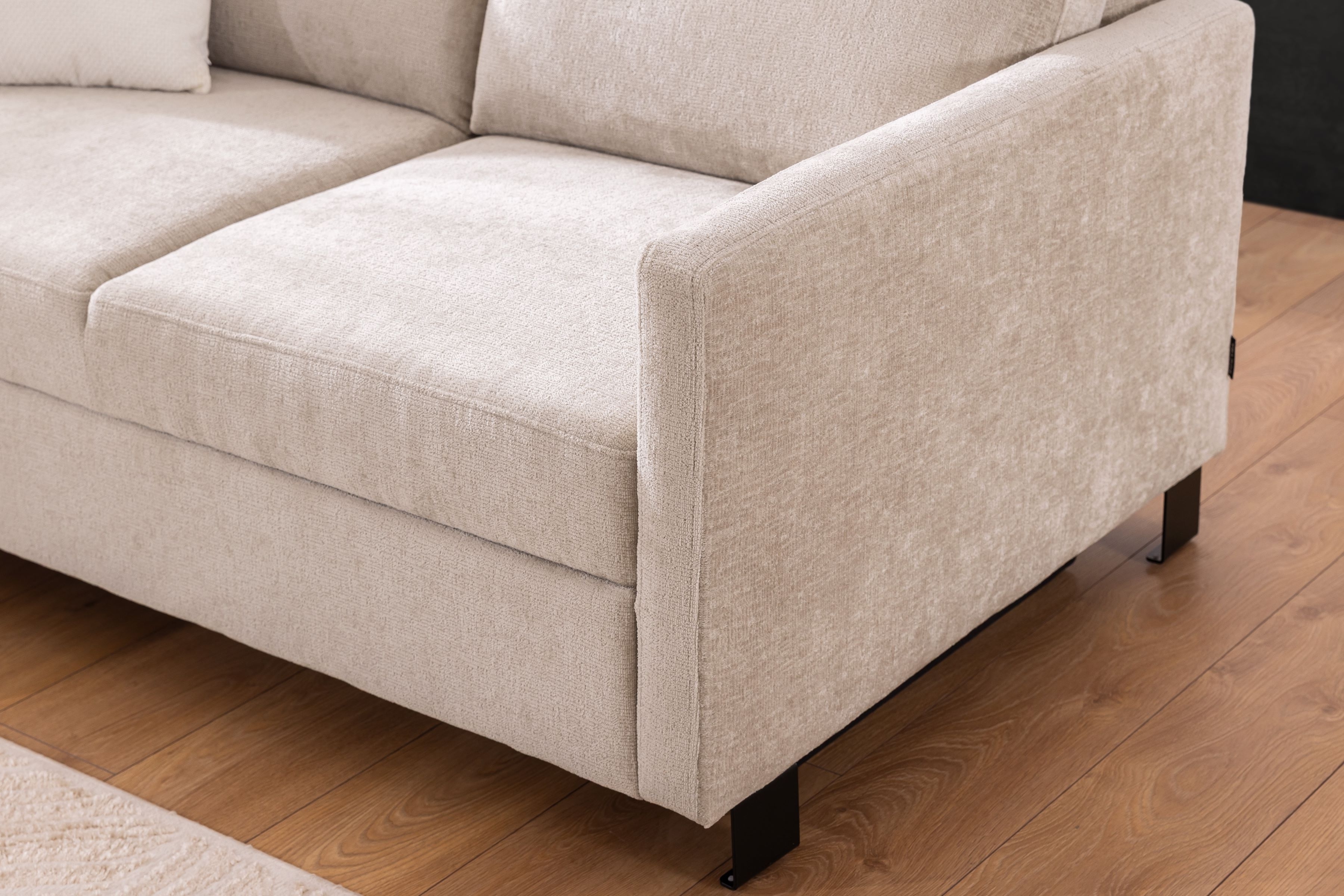 Rohová pohovka Loario L levá s úzkými boky - béžový szenil Perfect Harmony 07 Rohová sedací souprava Loario L levá z waskim bokiem - béžová šenil Perfect Harmony 07