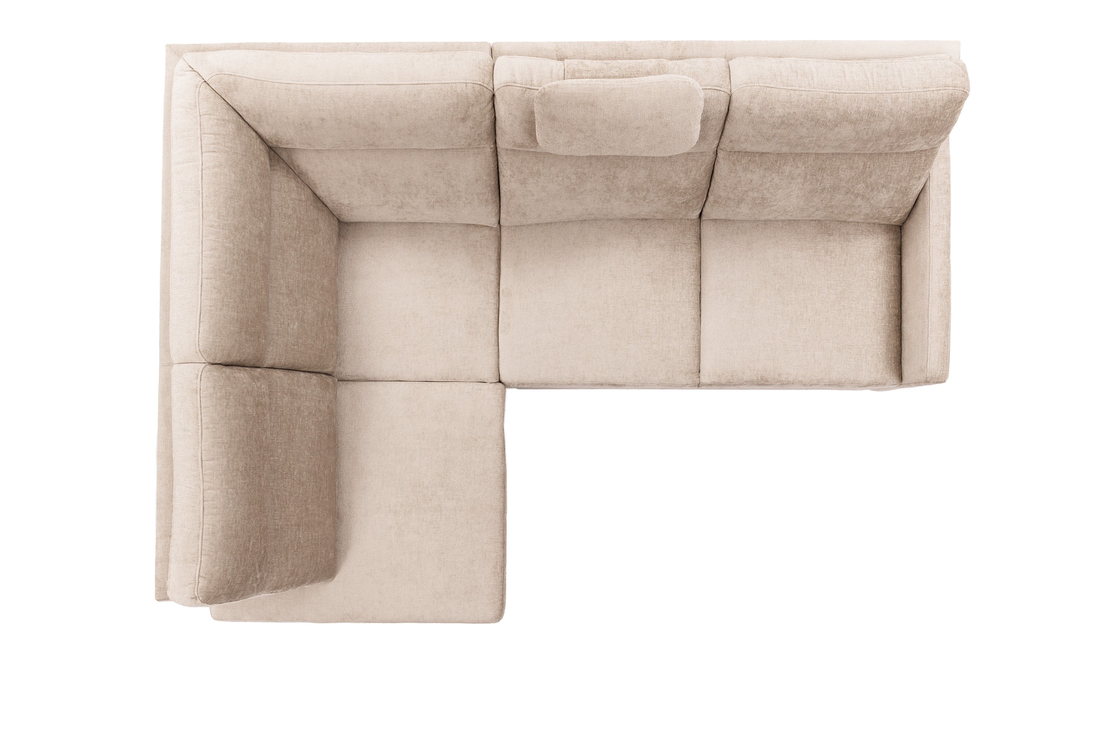 Rohová pohovka Loario L levá s úzkými boky - béžový szenil Perfect Harmony 07 Rohová sedací souprava Loario L levá z waskim bokiem - béžová šenil Perfect Harmony 07