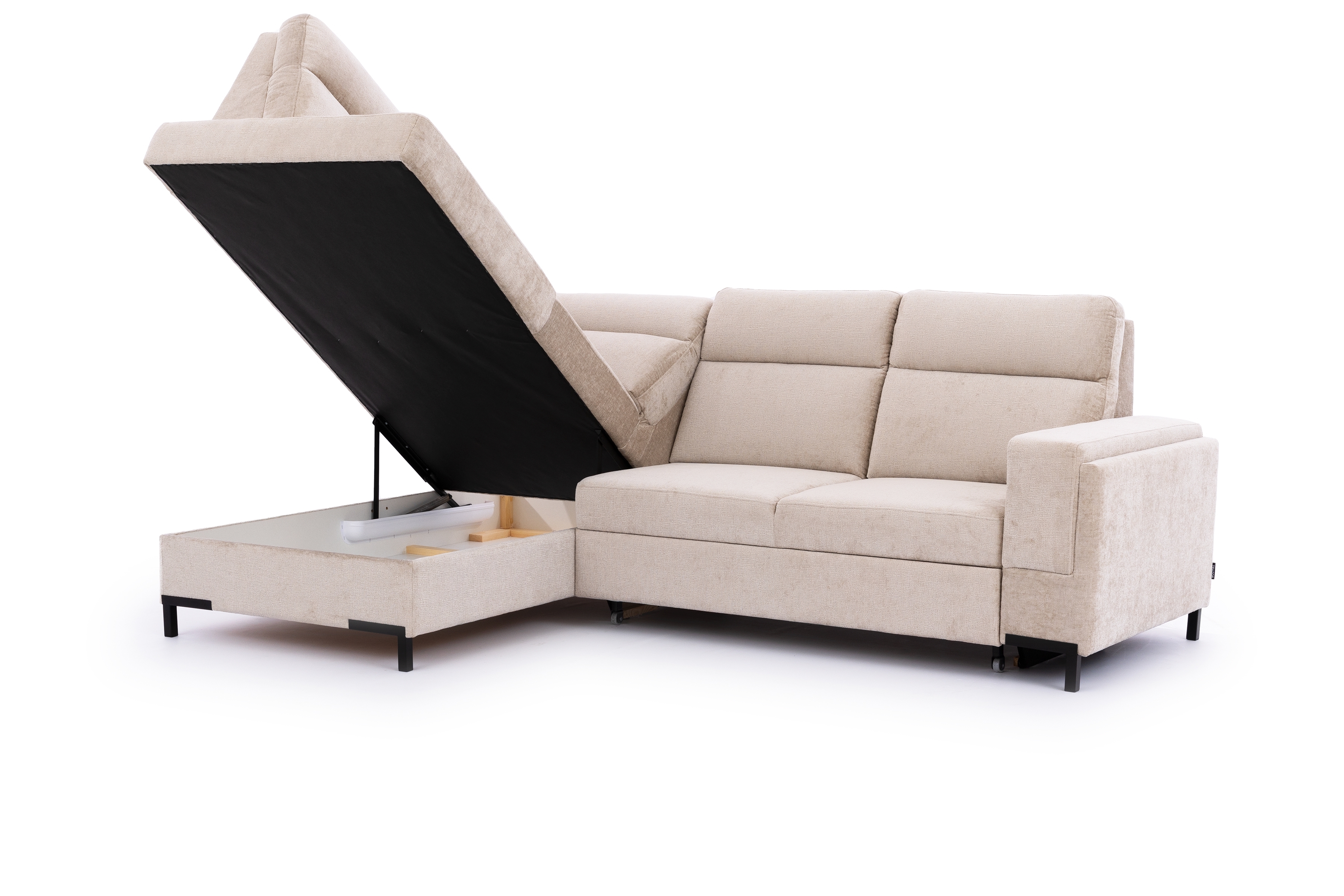 Rohová pohovka Loario L levá se širokými proříznutými boky - béžový szenil Perfect Harmony 07 Rohová sedací souprava Loario L levá z szerokim, wcietym bokiem - béžová šenil Perfect Harmony 07