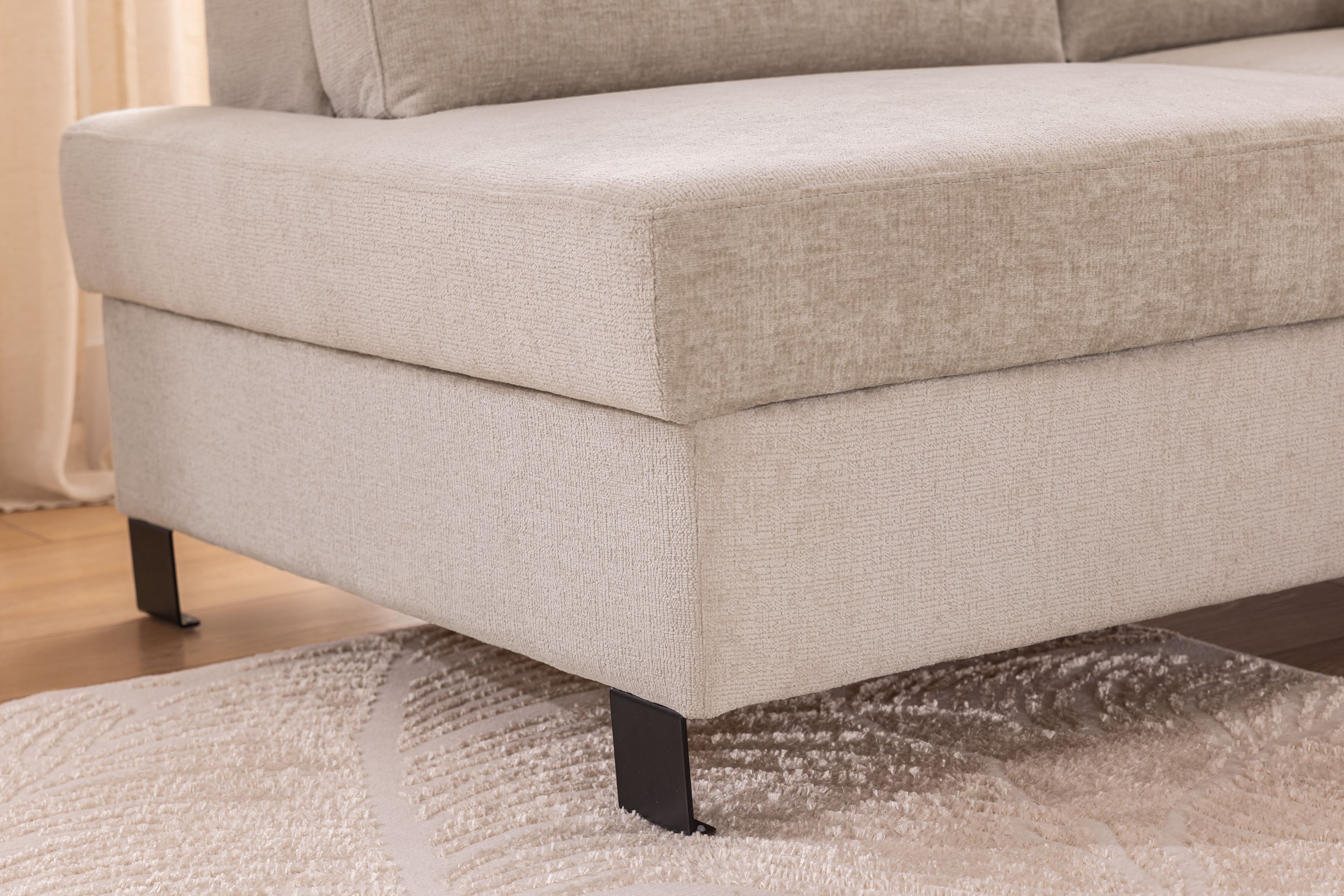 Rohová pohovka Loario L levá s úzkými boky - béžový szenil Perfect Harmony 07 Rohová sedací souprava Loario L levá z waskim bokiem - béžová šenil Perfect Harmony 07