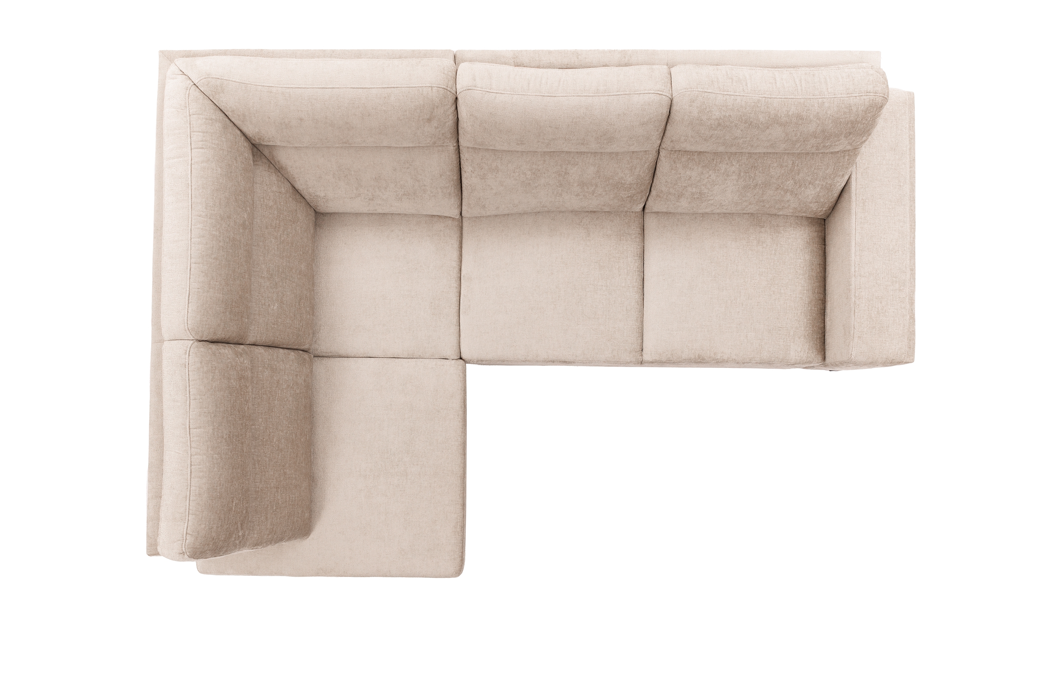 Rohová pohovka Loario L levá se širokými proříznutými boky - béžový szenil Perfect Harmony 07 Rohová sedací souprava Loario L levá z szerokim, wcietym bokiem - béžová šenil Perfect Harmony 07