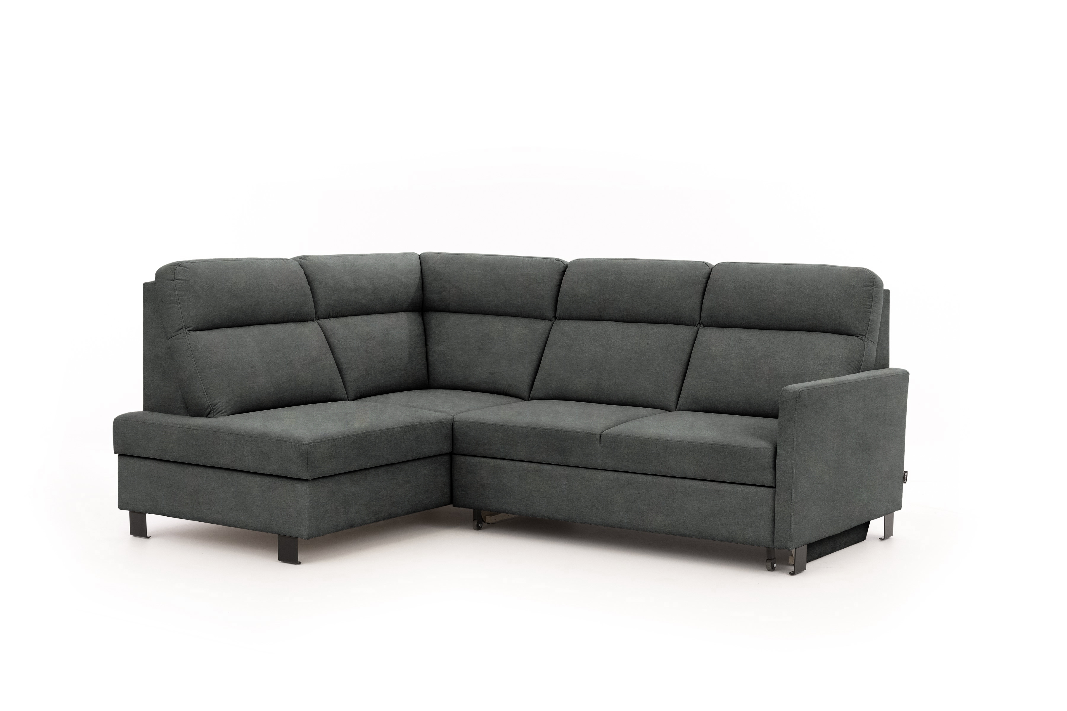 Rohová pohovka Loario L levostranná s úzkou područkou - grafitový snadno čistitelný samet Zetta 305 Rohová sedací souprava Loario L levá z waskim bokiem - grafitová samet latwoczyszczacy Zetta 305