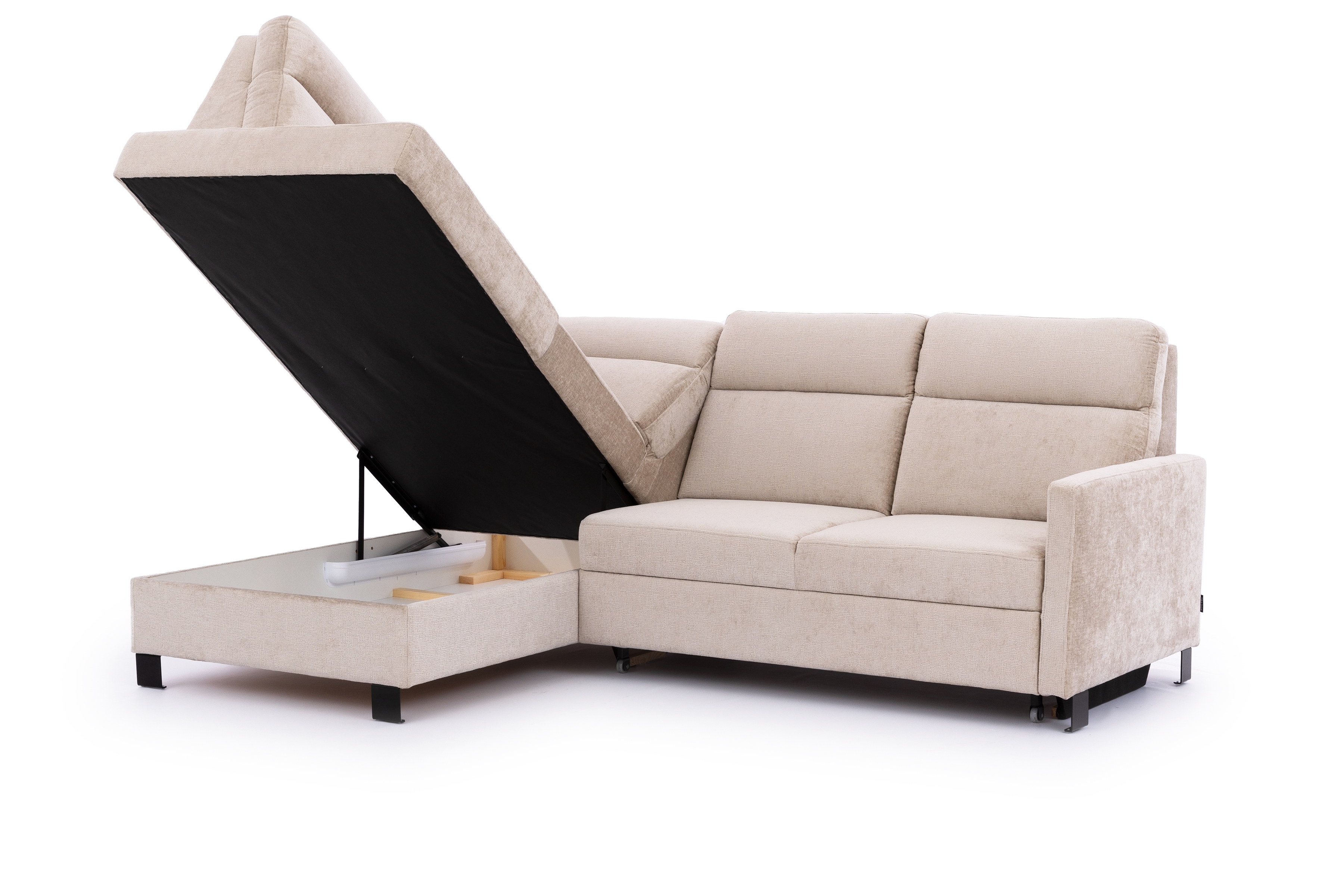 Rohová pohovka Loario L levá s úzkými boky - béžový szenil Perfect Harmony 07 Rohová sedací souprava Loario L levá z waskim bokiem - béžová šenil Perfect Harmony 07