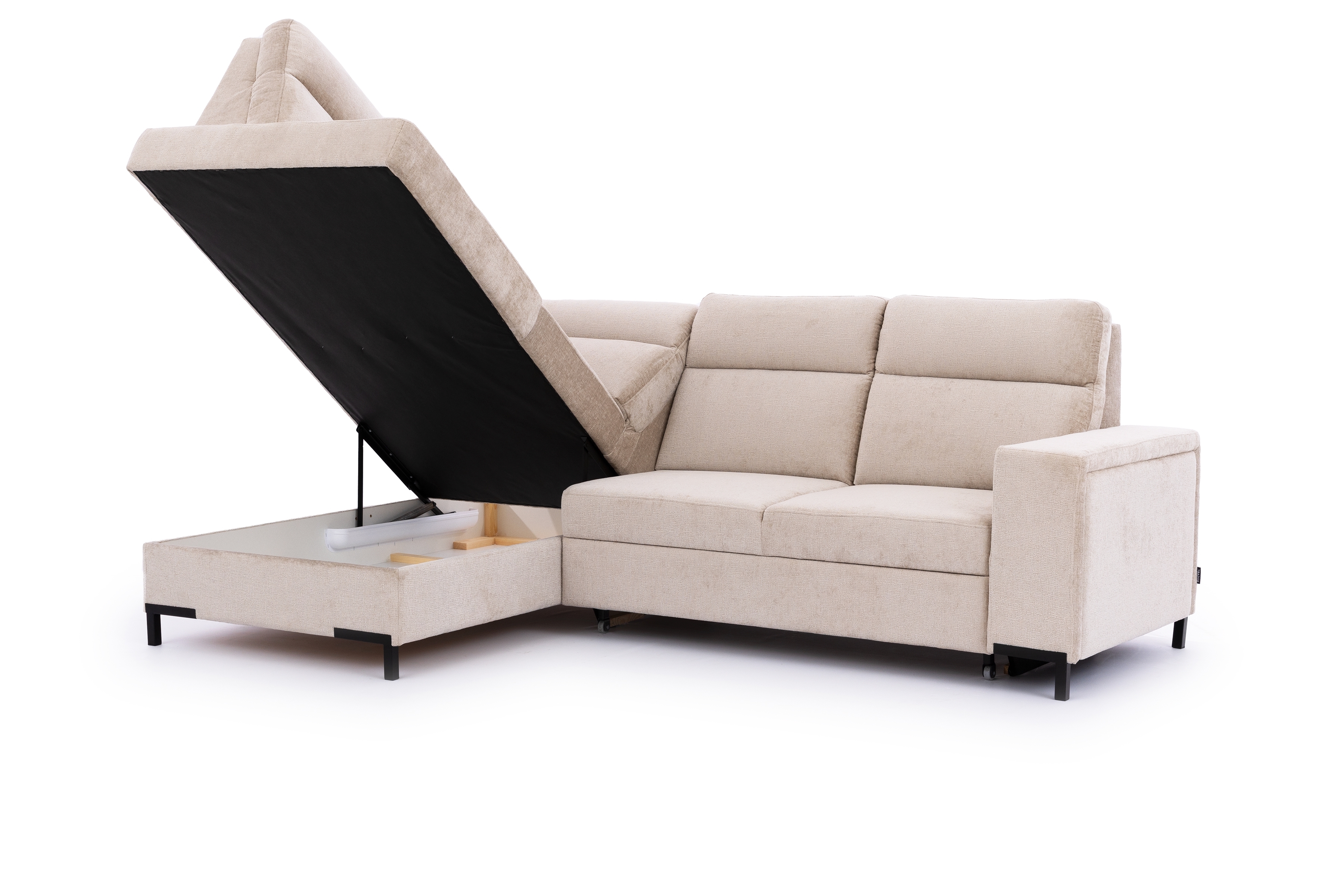 Rohová pohovka Loario L levá se širokými boky - béžový szenil Perfect Harmony 07 Rohová sedací souprava Loario L levá z szerokim bokiem - béžová šenil Perfect Harmony 07