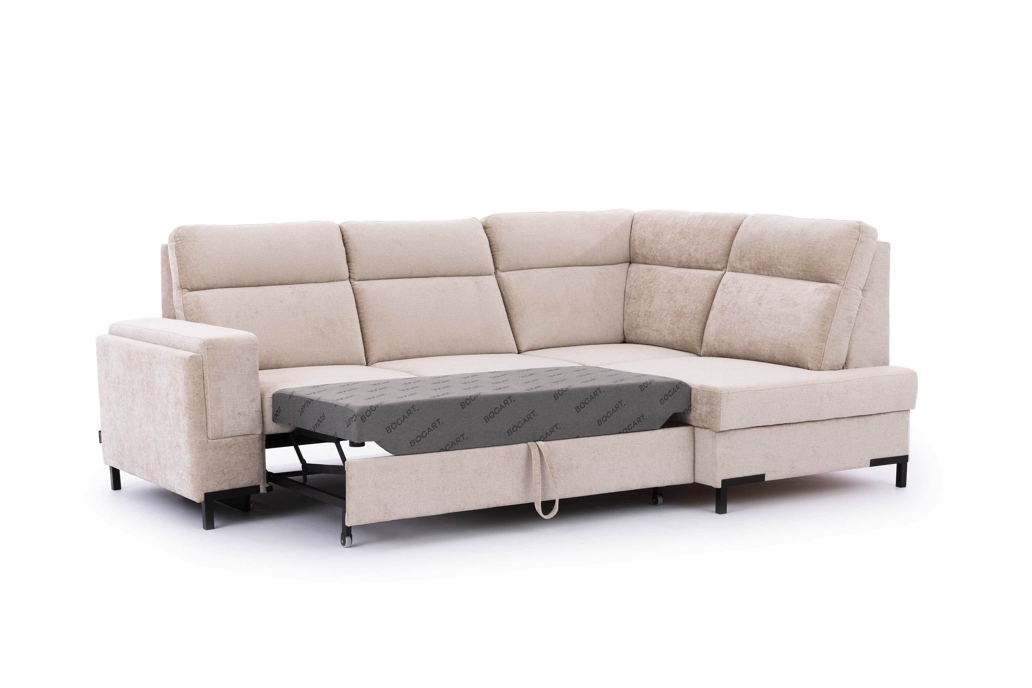 Rohová pohovka Loario L pravá se širokými proříznutými boky - béžový szenil Perfect Harmony 07 Rohová sedací souprava Loario L pravá z szerokim, wcietym bokiem - béžová šenil Perfect Harmony 07