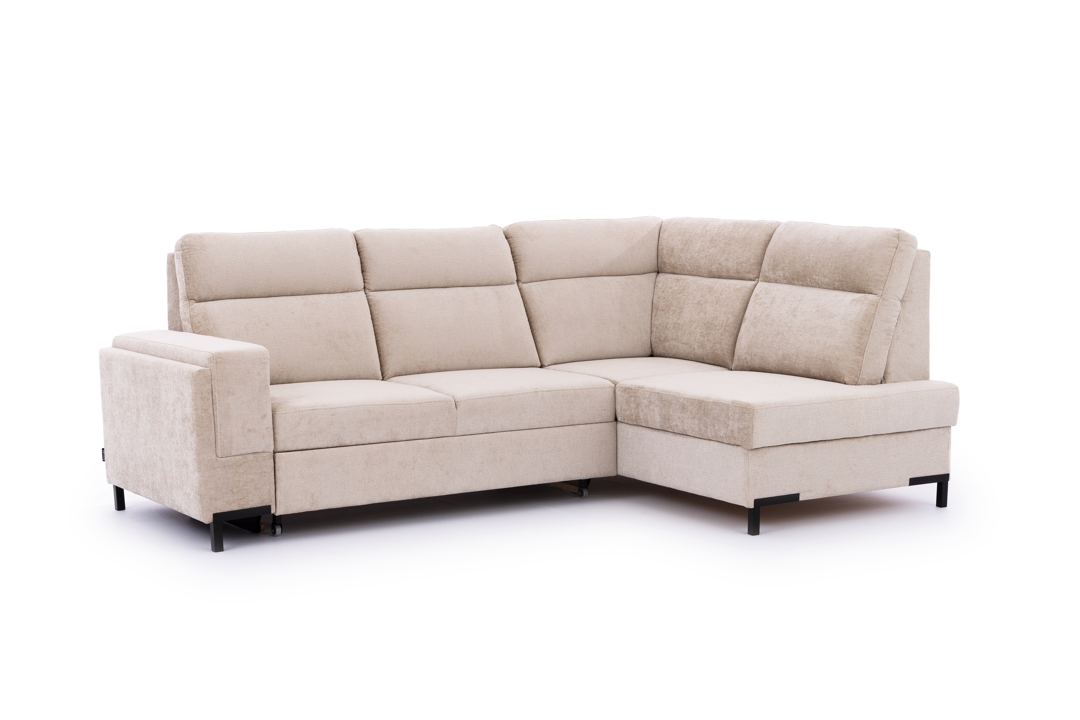 Rohová pohovka Loario L pravá se širokými proříznutými boky - béžový szenil Perfect Harmony 07 Rohová sedací souprava Loario L pravá z szerokim, wcietym bokiem - béžová šenil Perfect Harmony 07