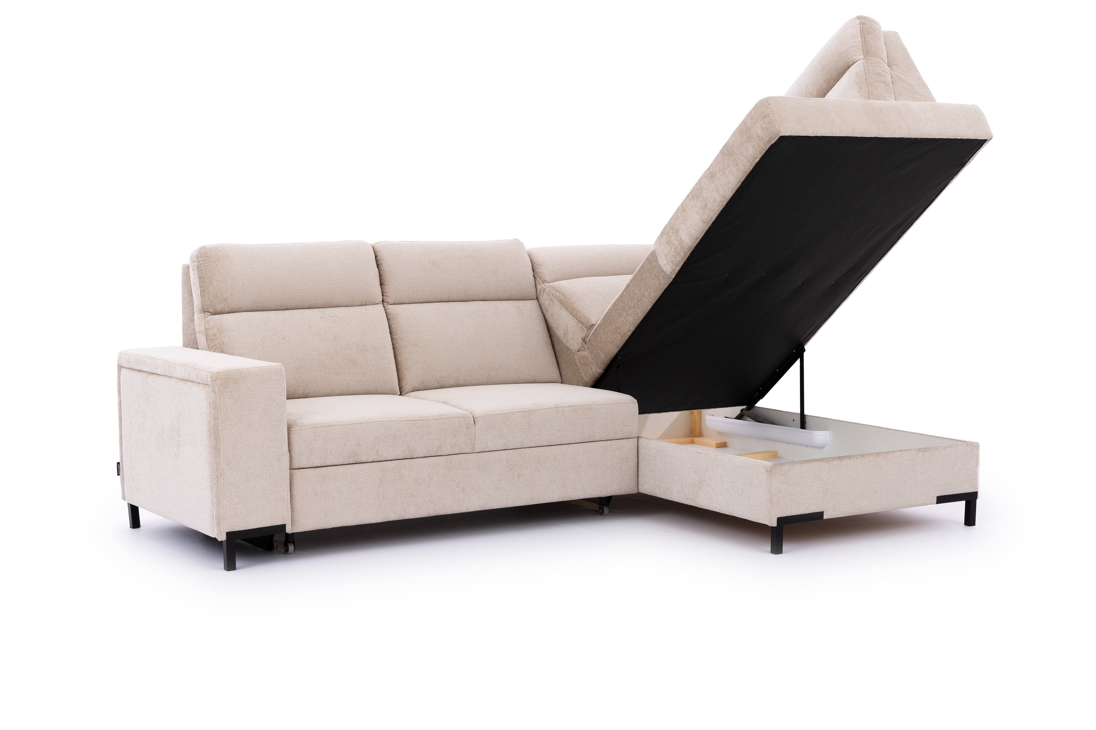 Rohová pohovka Loario L pravá se širokými boky - béžový szenil Perfect Harmony 07 Rohová sedací souprava Loario L pravá z szerokim bokiem - béžová šenil Perfect Harmony 07