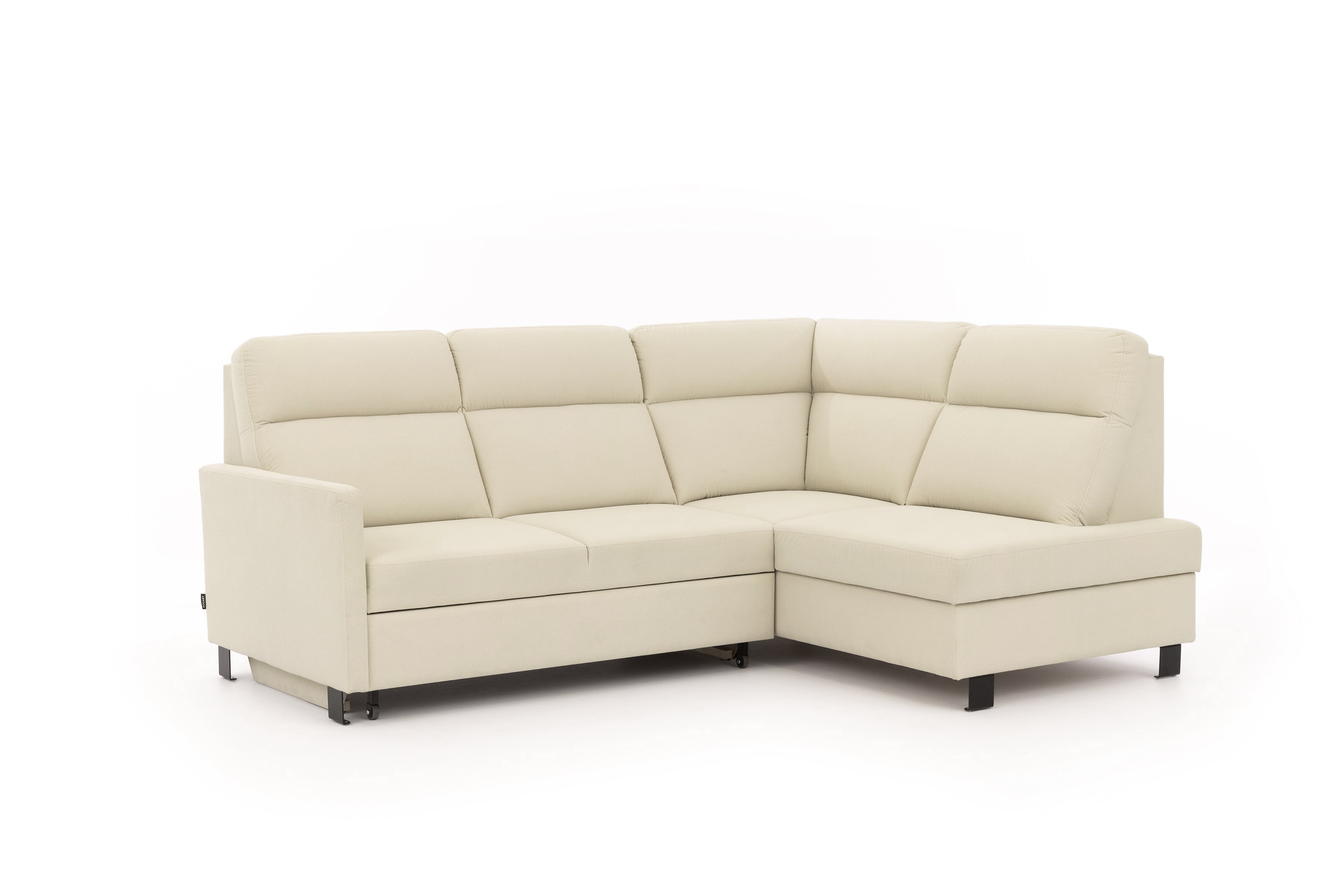 Rohová pohovka Loario L pravostranná s úzkou područkou - béžová snadno čistitelná látka Horton 204-11 Rohová sedací souprava Loario L pravá z waskim bokiem - béžová Pletenina snadno čistitelný Horton 204-11