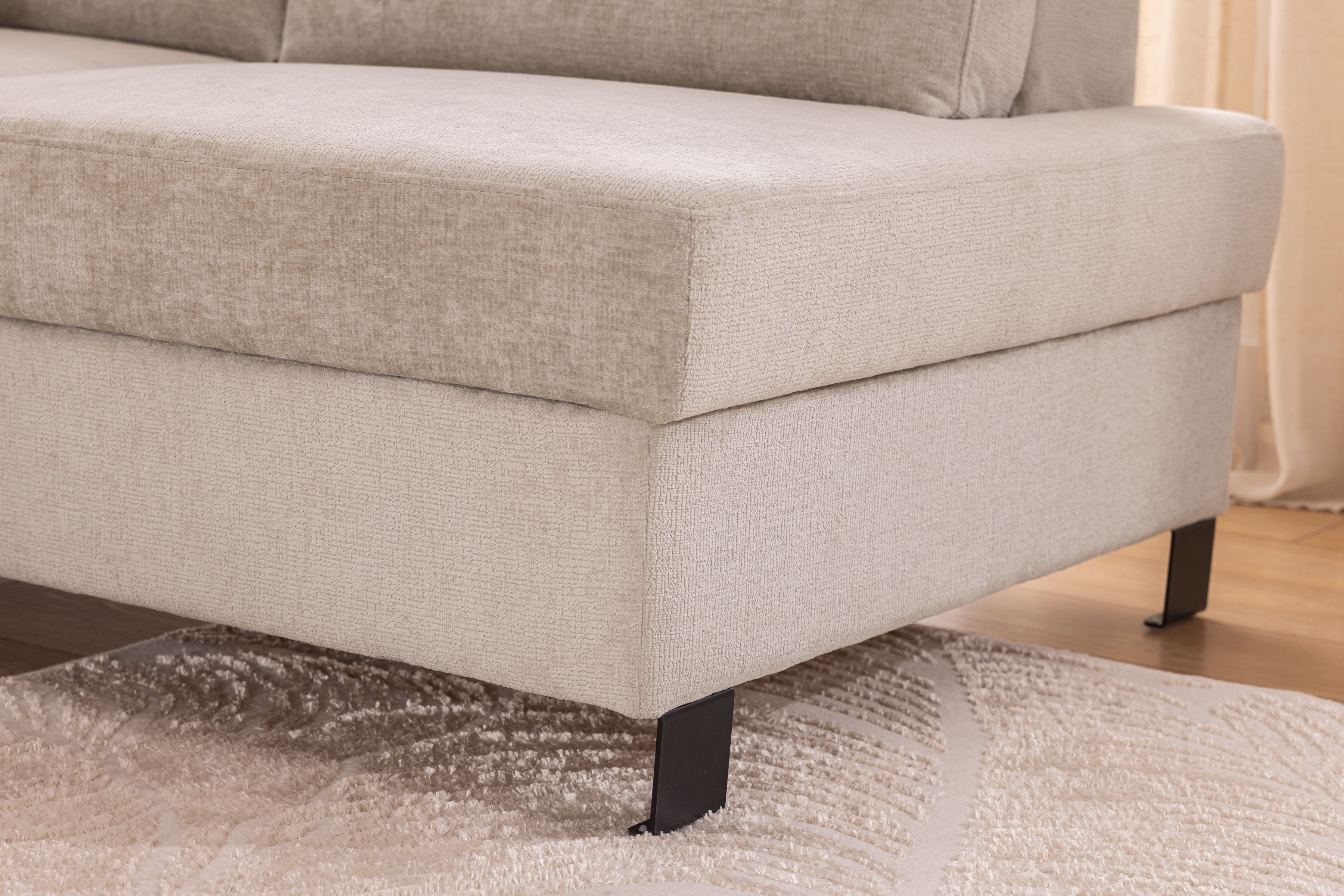 Rohová pohovka Loario L pravá s úzkými boky - béžový szenil Perfect Harmony 07 Rohová sedací souprava Loario L pravá z waskim bokiem - béžová šenil Perfect Harmony 07