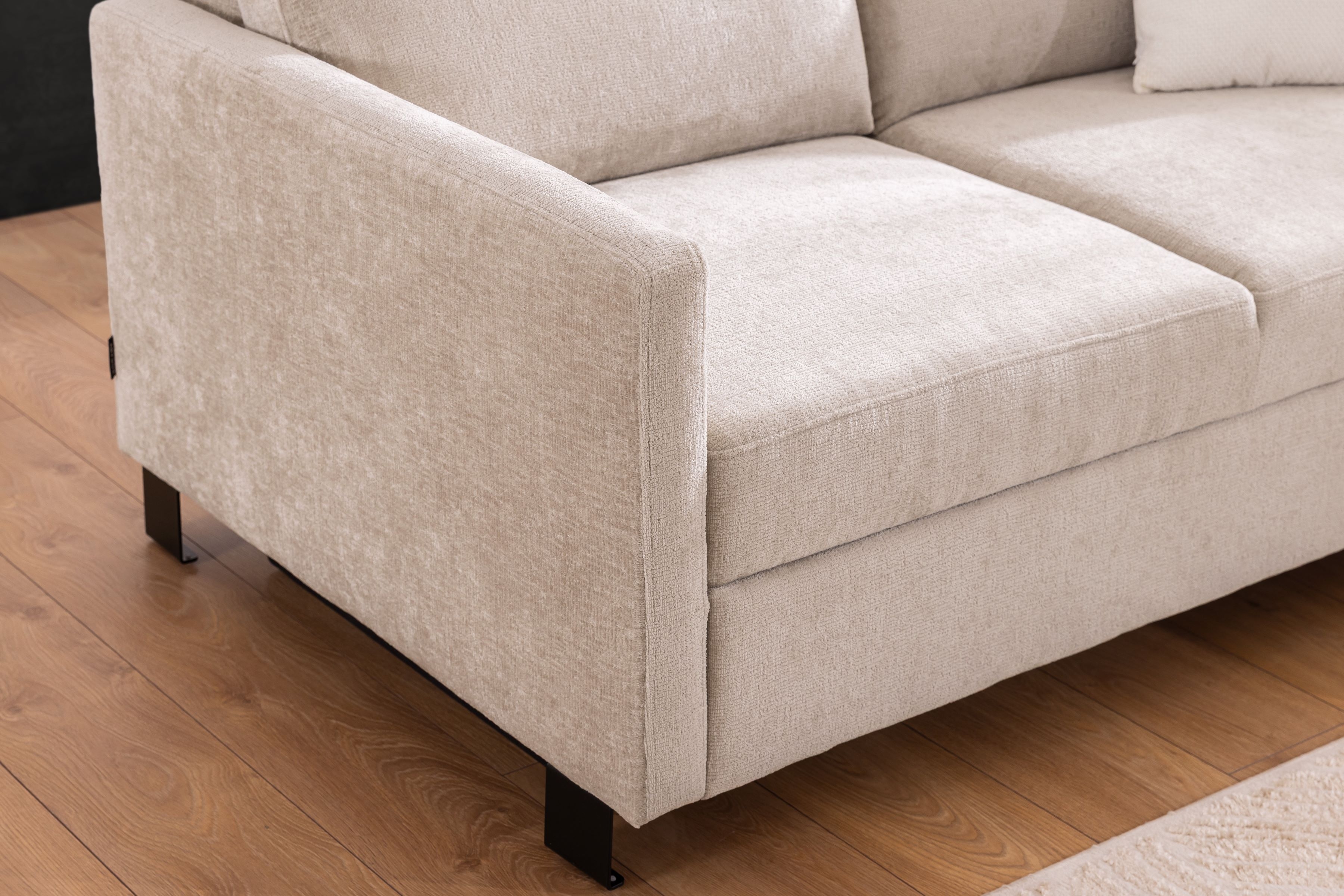 Rohová pohovka Loario L pravá s úzkými boky - béžový szenil Perfect Harmony 07 Rohová sedací souprava Loario L pravá z waskim bokiem - béžová šenil Perfect Harmony 07