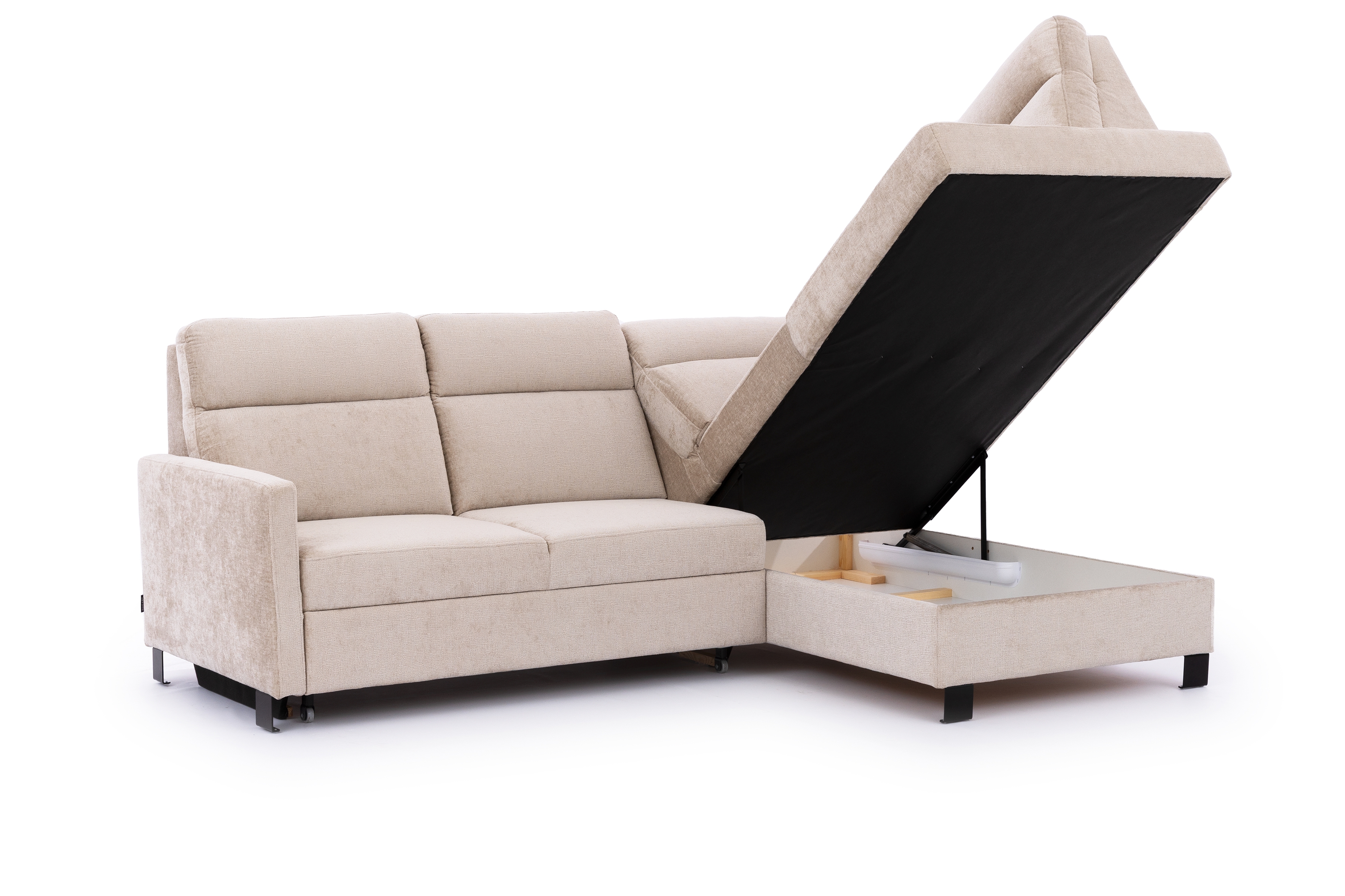 Rohová pohovka Loario L pravá s úzkými boky - béžový szenil Perfect Harmony 07 Rohová sedací souprava Loario L pravá z waskim bokiem - béžová šenil Perfect Harmony 07