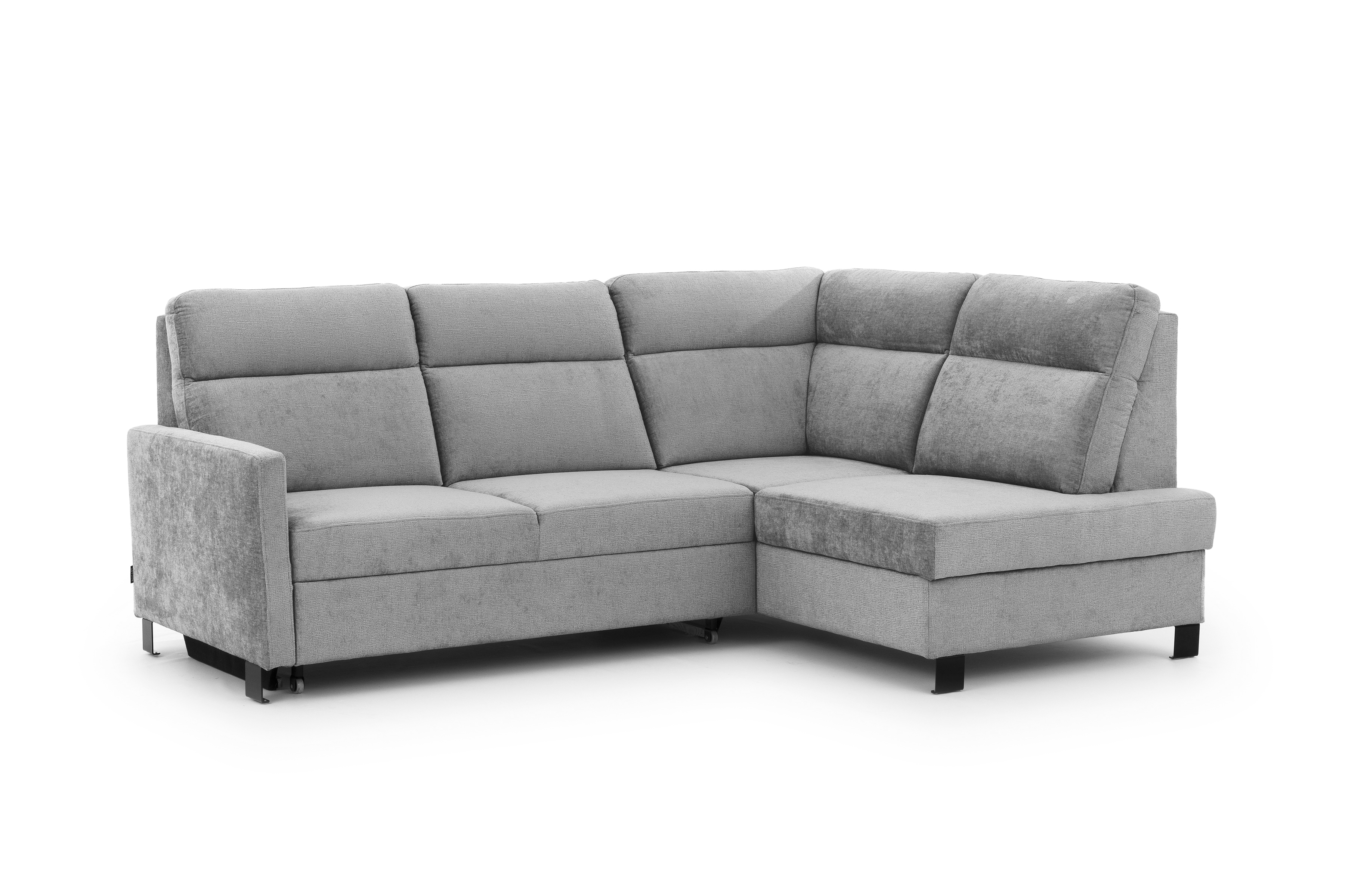 Rohová sedačka Loario L pravá s úzkou opierkou - sivý šenil Perfect Harmony 80 Rohová sedacia súprava Loario L pravá strana z waskim bokiem - šedý šenil Perfect Harmony 80