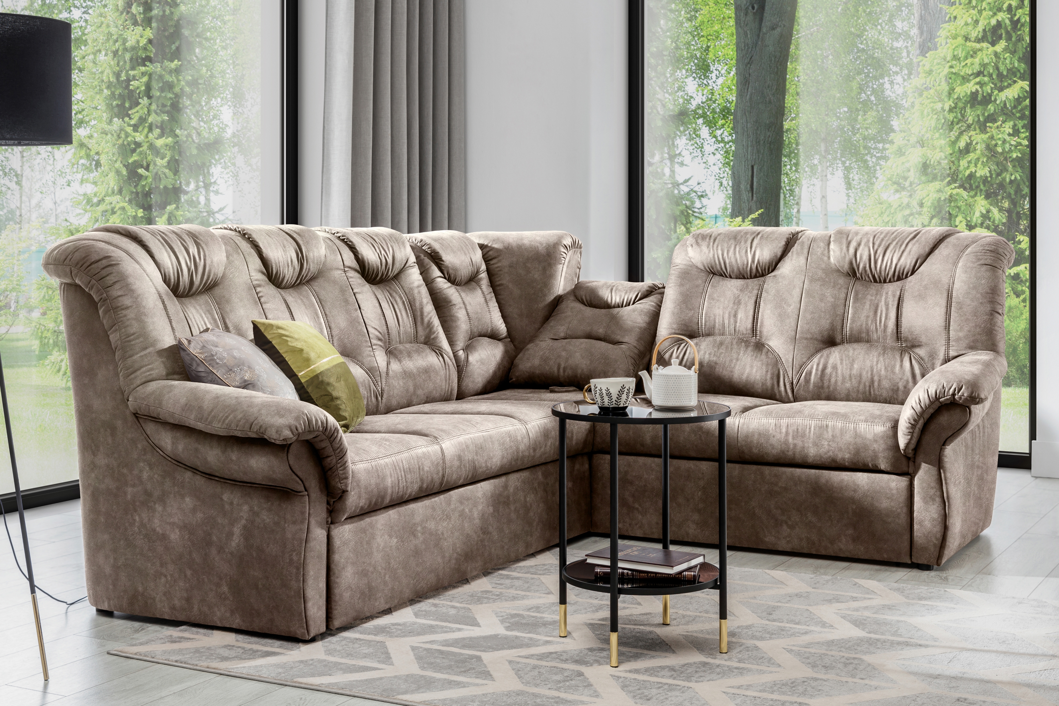 Rohová sedací souprava Lonigo L pravá - hnědá Forever 63 Rohová sedací souprava Lonigo L pro obývacího pokoje pravá - hnědá welwet Forever 63