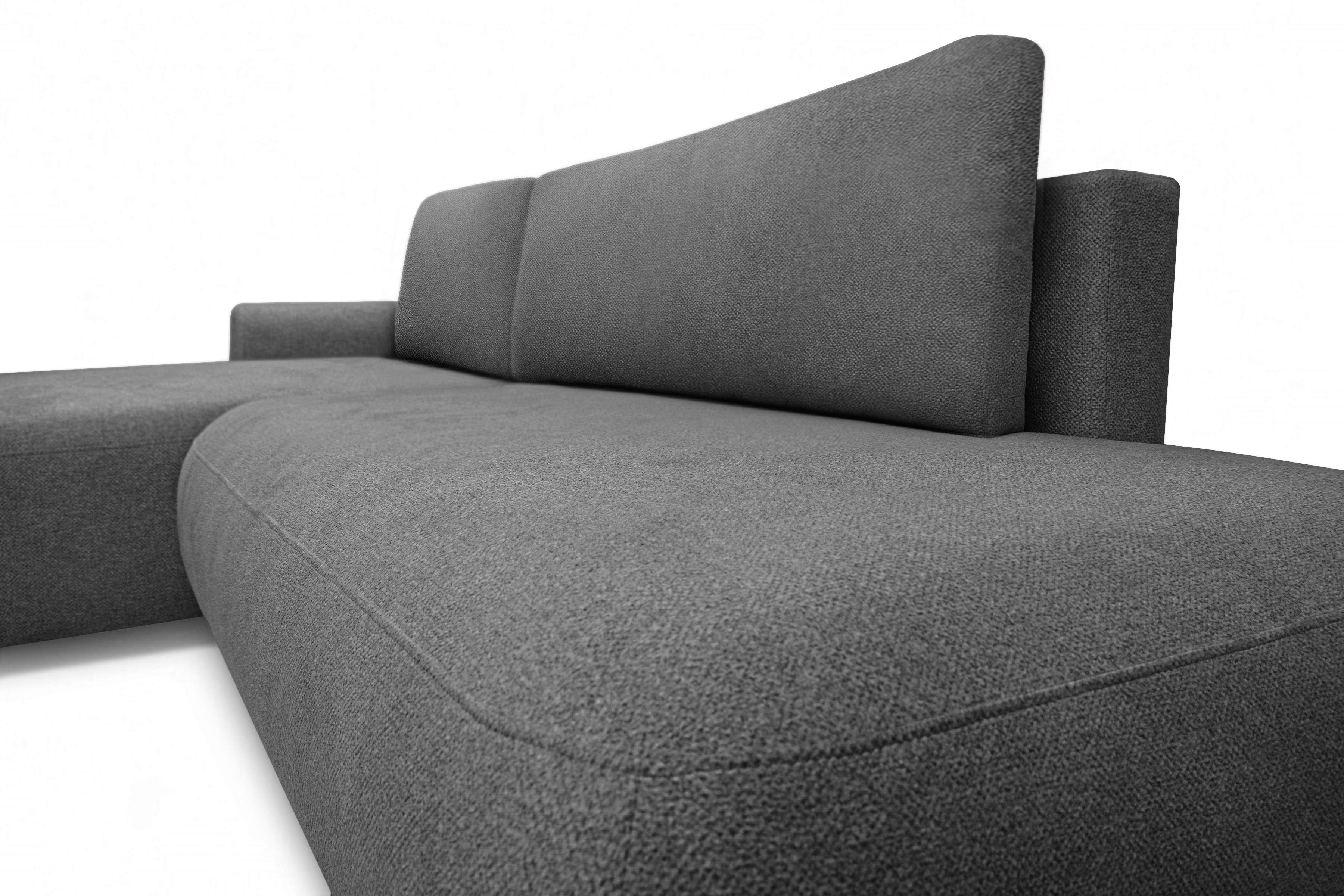 Rohová rozkladacia sedačka Lotulis L II ľavá – tmavosivá hydrofóbna pletenina Blur 19 Rohová sedacia súprava Lotulis L s funkciou spánku Ľavá strana - ciemno šedá dzianina hydrofobowa Blur 19