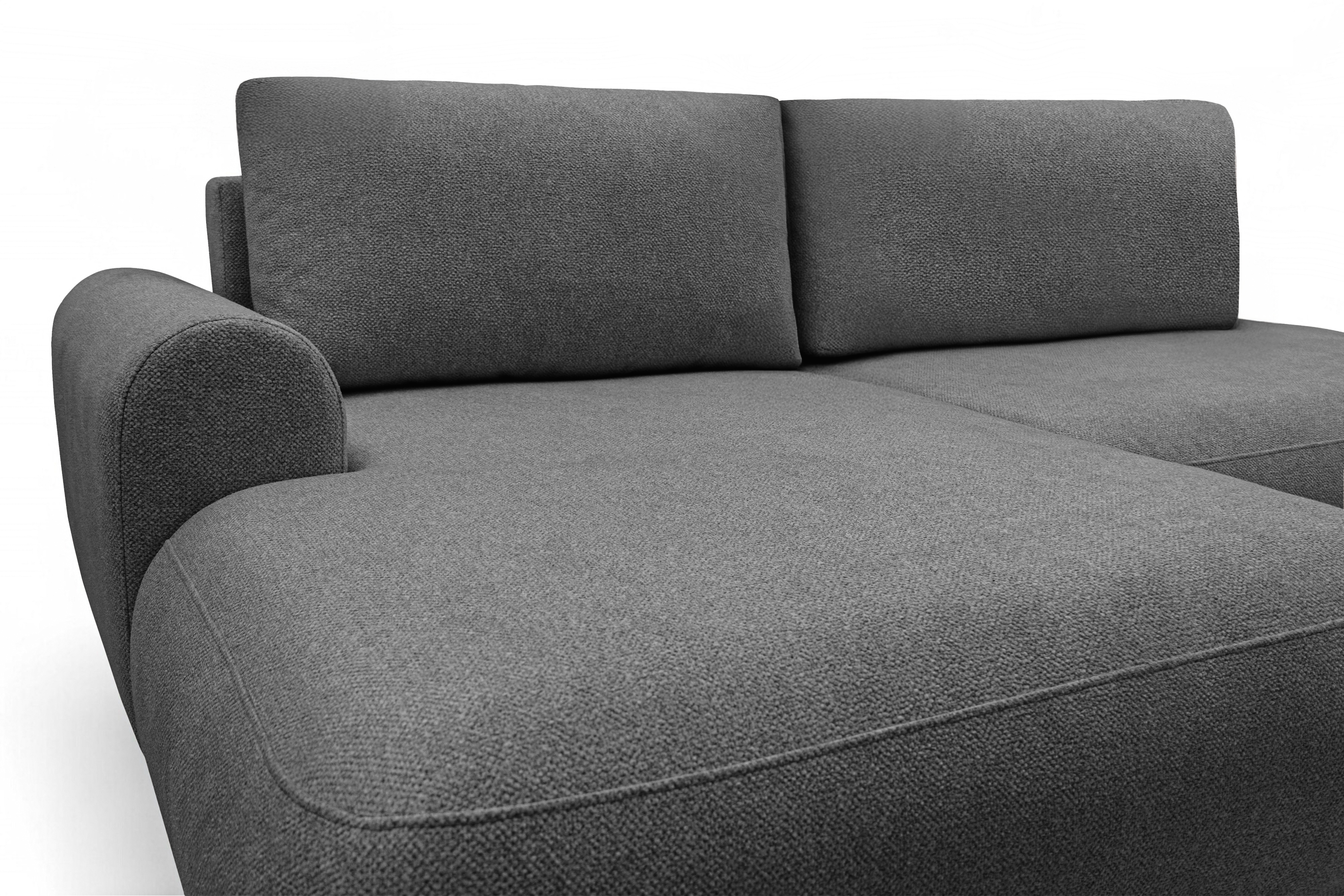 Rohová rozkladacia sedačka Lotulis L II ľavá – tmavosivá hydrofóbna pletenina Blur 19 Rohová sedacia súprava Lotulis L s funkciou spánku Ľavá strana - ciemno šedá dzianina hydrofobowa Blur 19