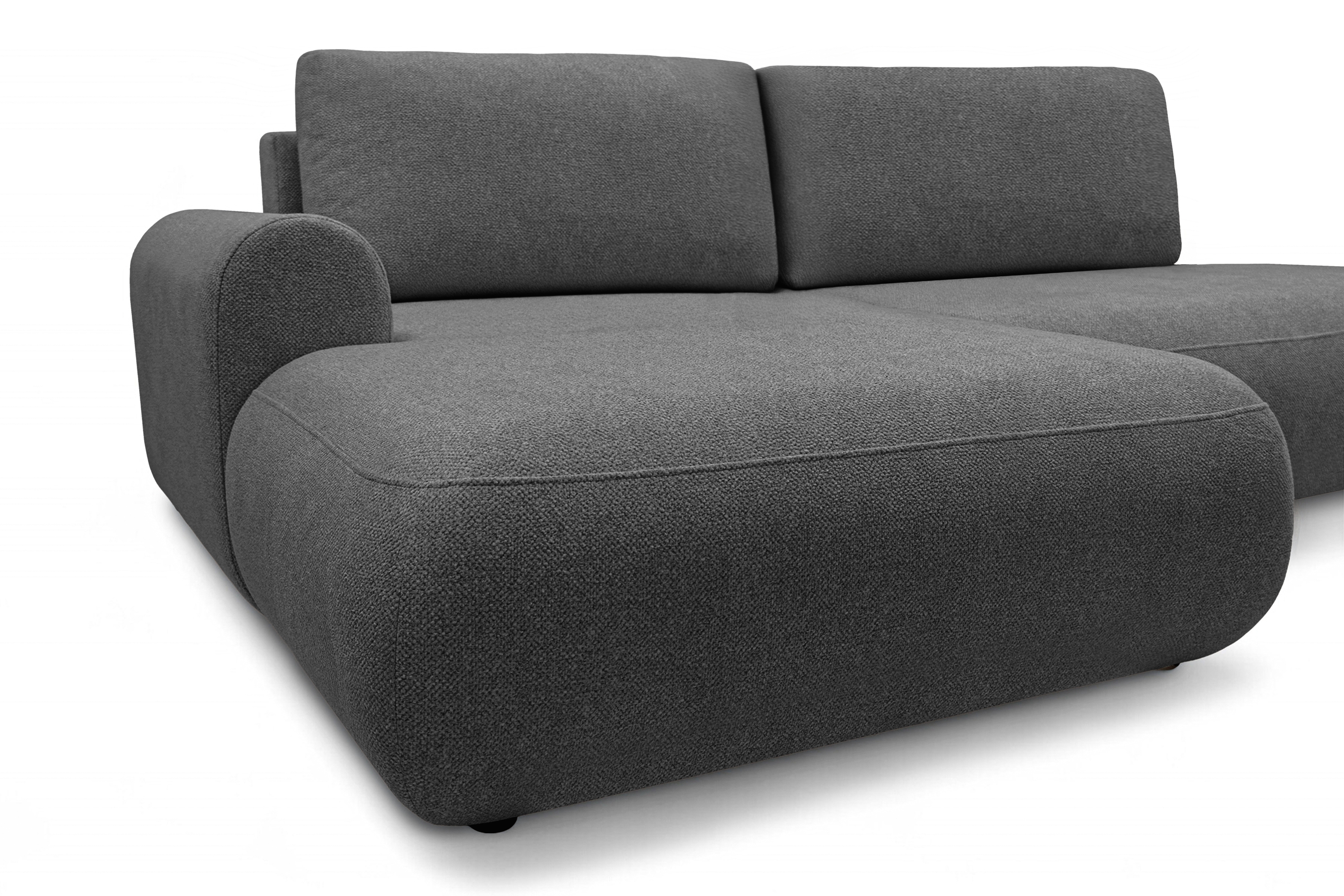 Rohová rozkladacia sedačka Lotulis L II ľavá – tmavosivá hydrofóbna pletenina Blur 19 Rohová sedacia súprava Lotulis L s funkciou spánku Ľavá strana - ciemno šedá dzianina hydrofobowa Blur 19