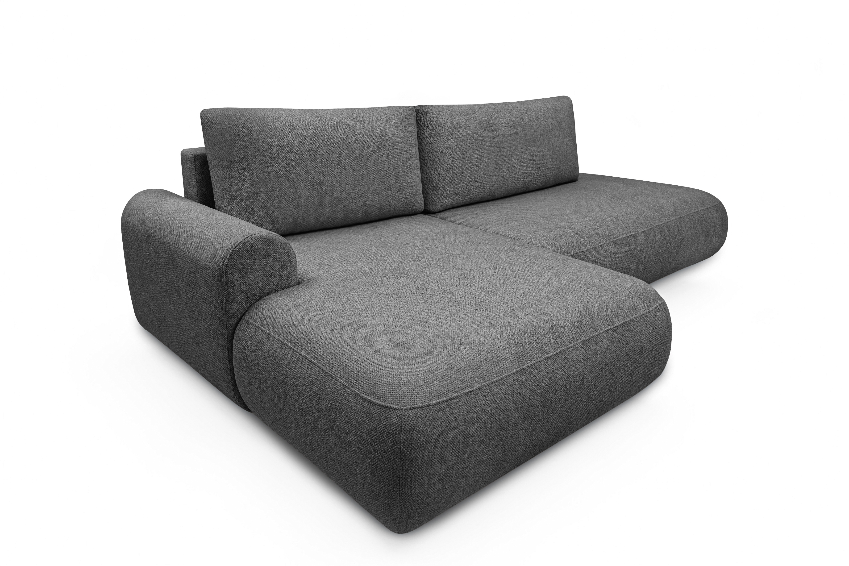Rohová rozkladacia sedačka Lotulis L II ľavá – tmavosivá hydrofóbna pletenina Blur 19 Rohová sedacia súprava Lotulis L s funkciou spánku Ľavá strana - ciemno šedá dzianina hydrofobowa Blur 19