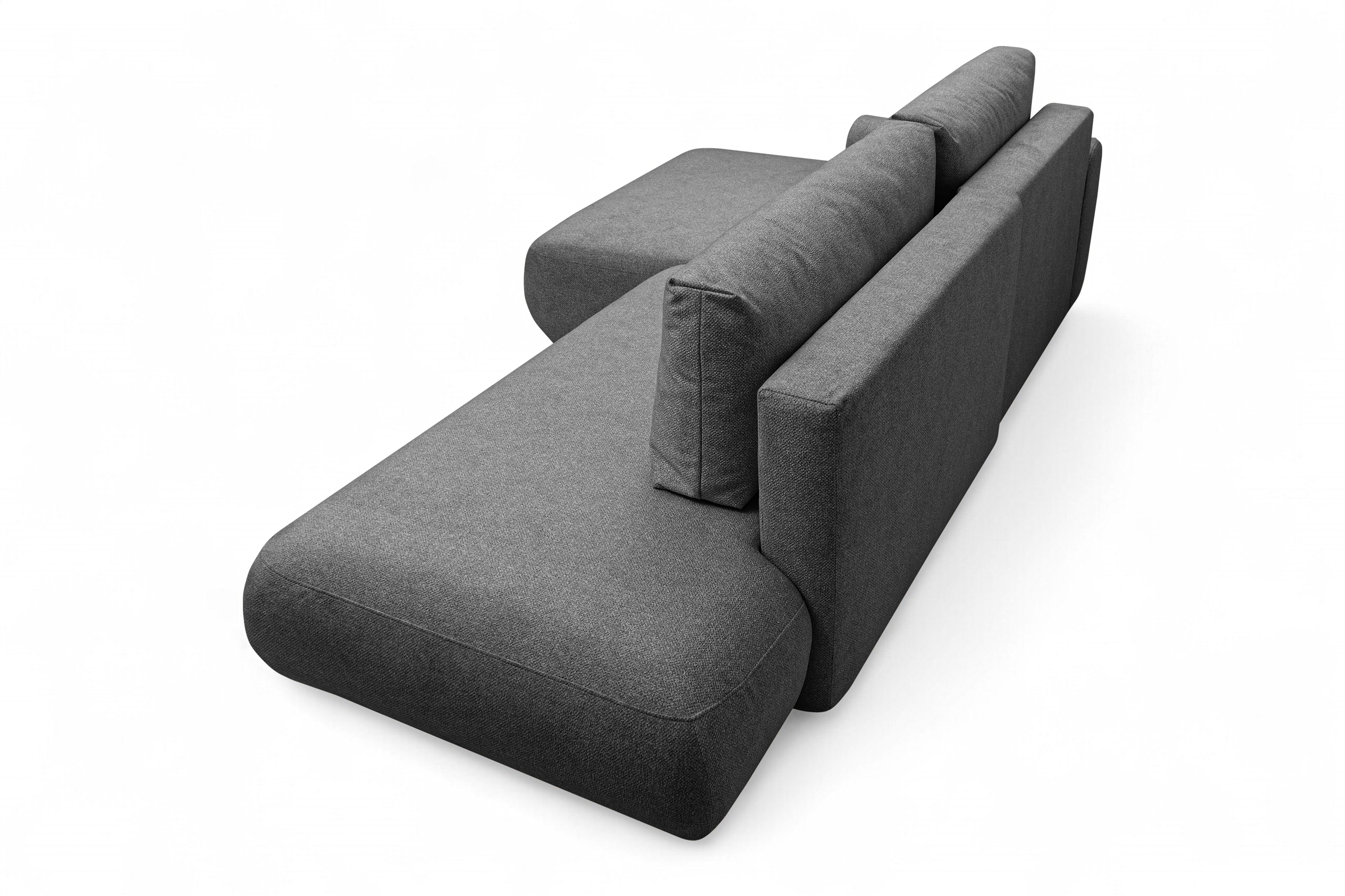 Rohová rozkladacia sedačka Lotulis L II ľavá – tmavosivá hydrofóbna pletenina Blur 19 Rohová sedacia súprava Lotulis L s funkciou spánku Ľavá strana - ciemno šedá dzianina hydrofobowa Blur 19