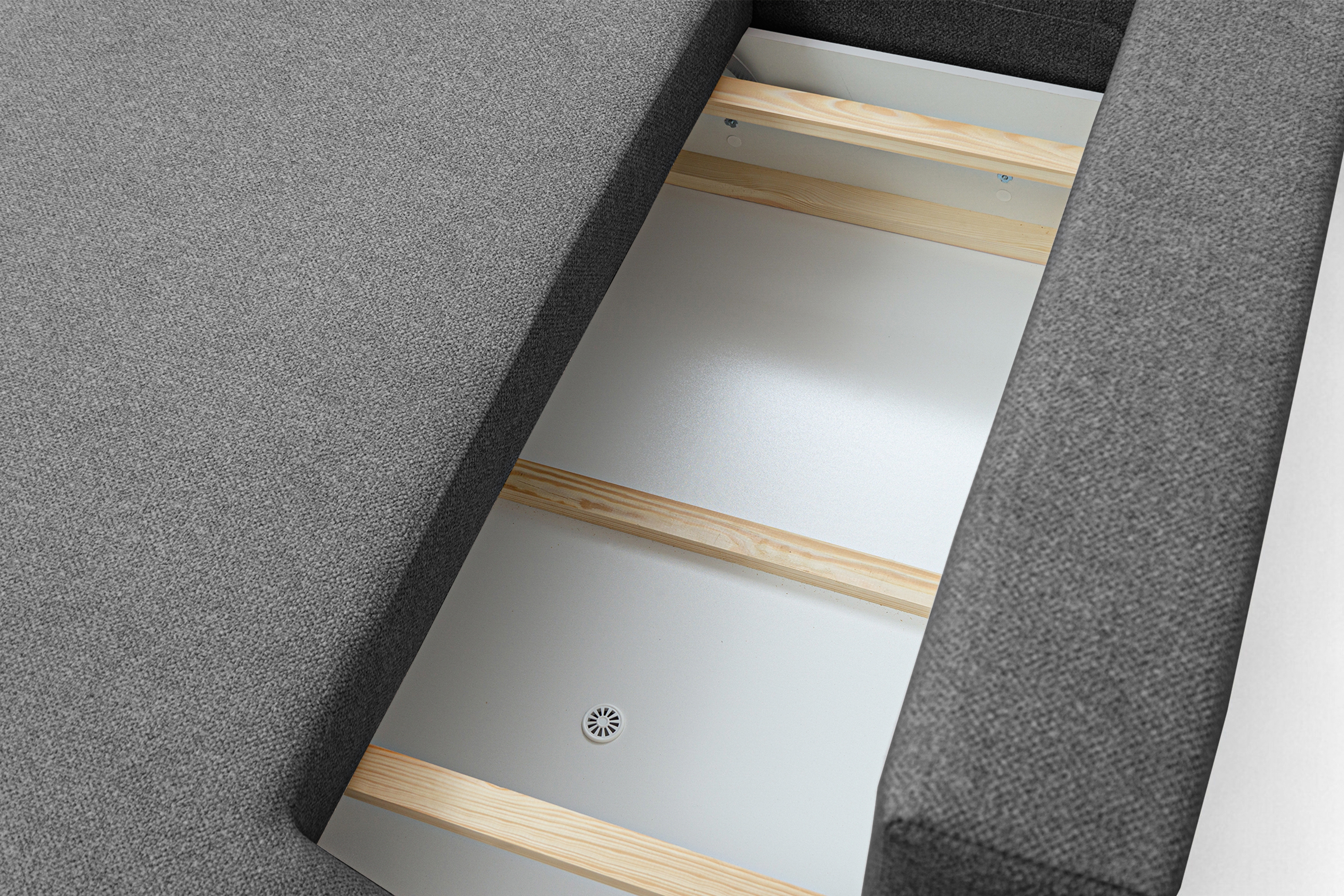 Rohová rozkladacia sedačka Lotulis L II ľavá – tmavosivá hydrofóbna pletenina Blur 19 Rohová sedacia súprava Lotulis L s funkciou spánku Ľavá strana - ciemno šedá dzianina hydrofobowa Blur 19