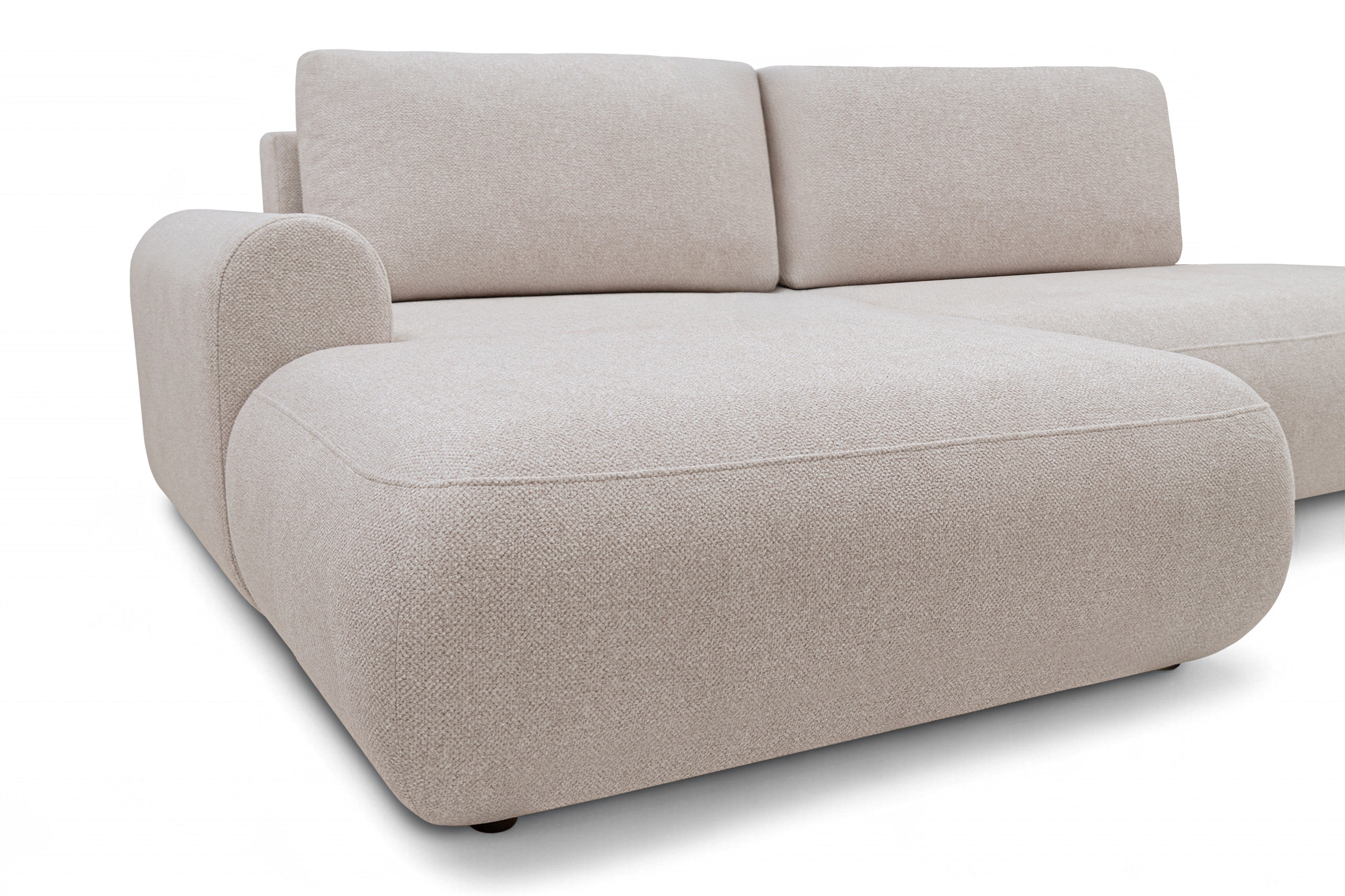 Rozkladacia rohová sedačka Lotulis L II ľavá – krémová hydrofóbna pletenina Blur 01 Rohová sedacia súprava Lotulis L s funkciou spánku Ľavá strana - kremowa dzianina hydrofobowa Blur 01 