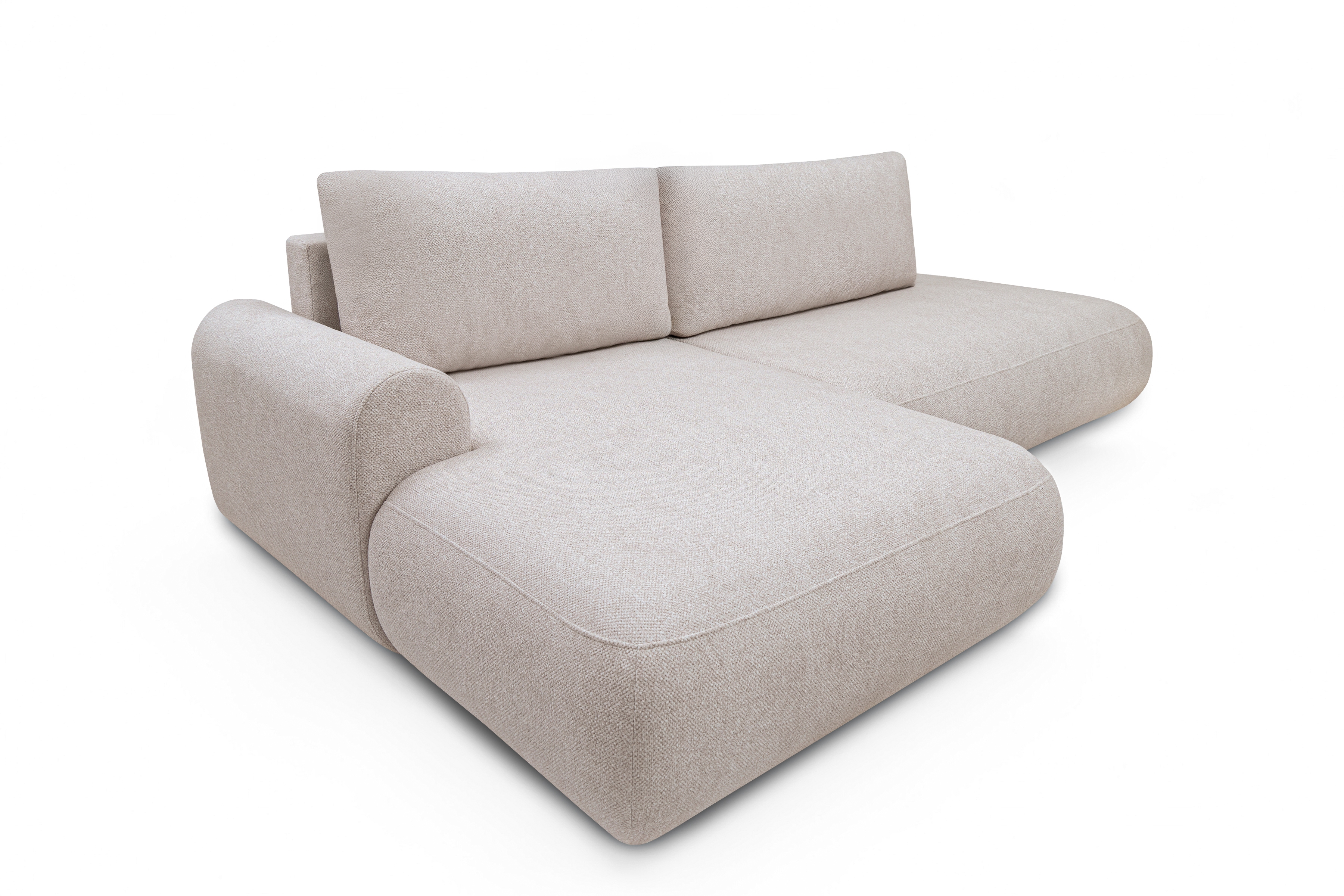 Rozkladacia rohová sedačka Lotulis L II ľavá – krémová hydrofóbna pletenina Blur 01 Rohová sedacia súprava Lotulis L s funkciou spánku Ľavá strana - kremowa dzianina hydrofobowa Blur 01 