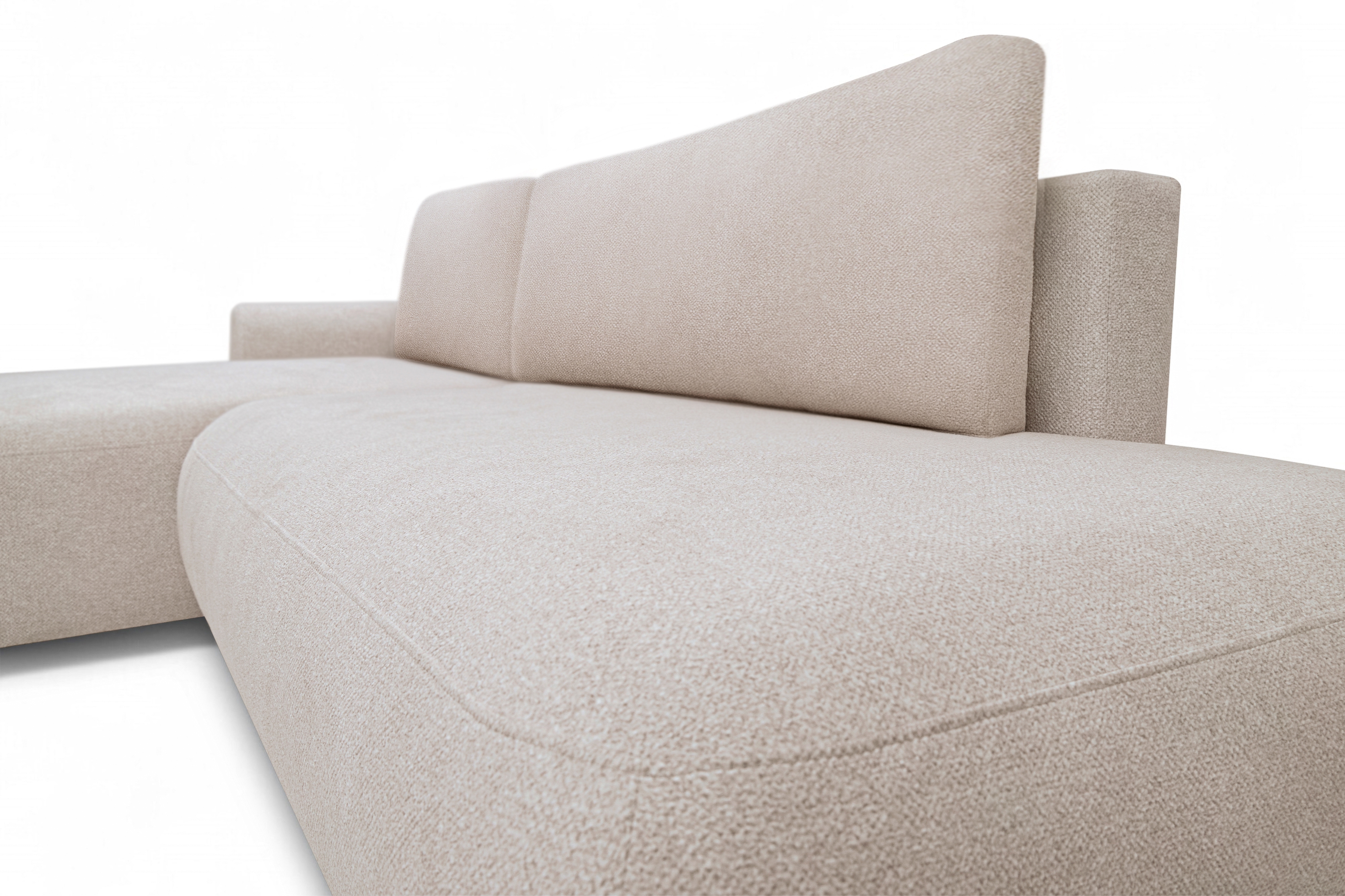 Rozkladacia rohová sedačka Lotulis L II ľavá – krémová hydrofóbna pletenina Blur 01 Rohová sedacia súprava Lotulis L s funkciou spánku Ľavá strana - kremowa dzianina hydrofobowa Blur 01 