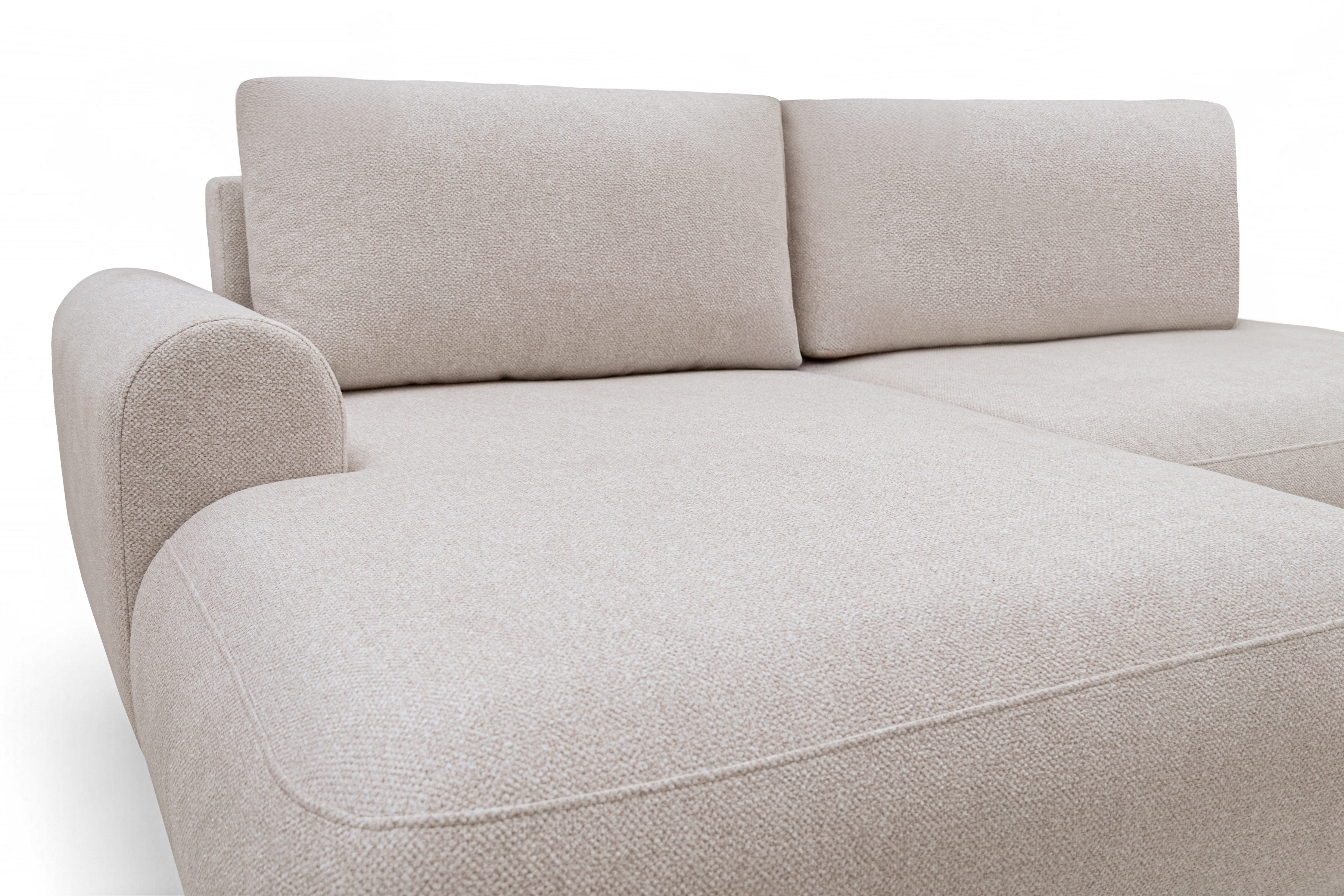 Rozkladacia rohová sedačka Lotulis L II ľavá – krémová hydrofóbna pletenina Blur 01 Rohová sedacia súprava Lotulis L s funkciou spánku Ľavá strana - kremowa dzianina hydrofobowa Blur 01 