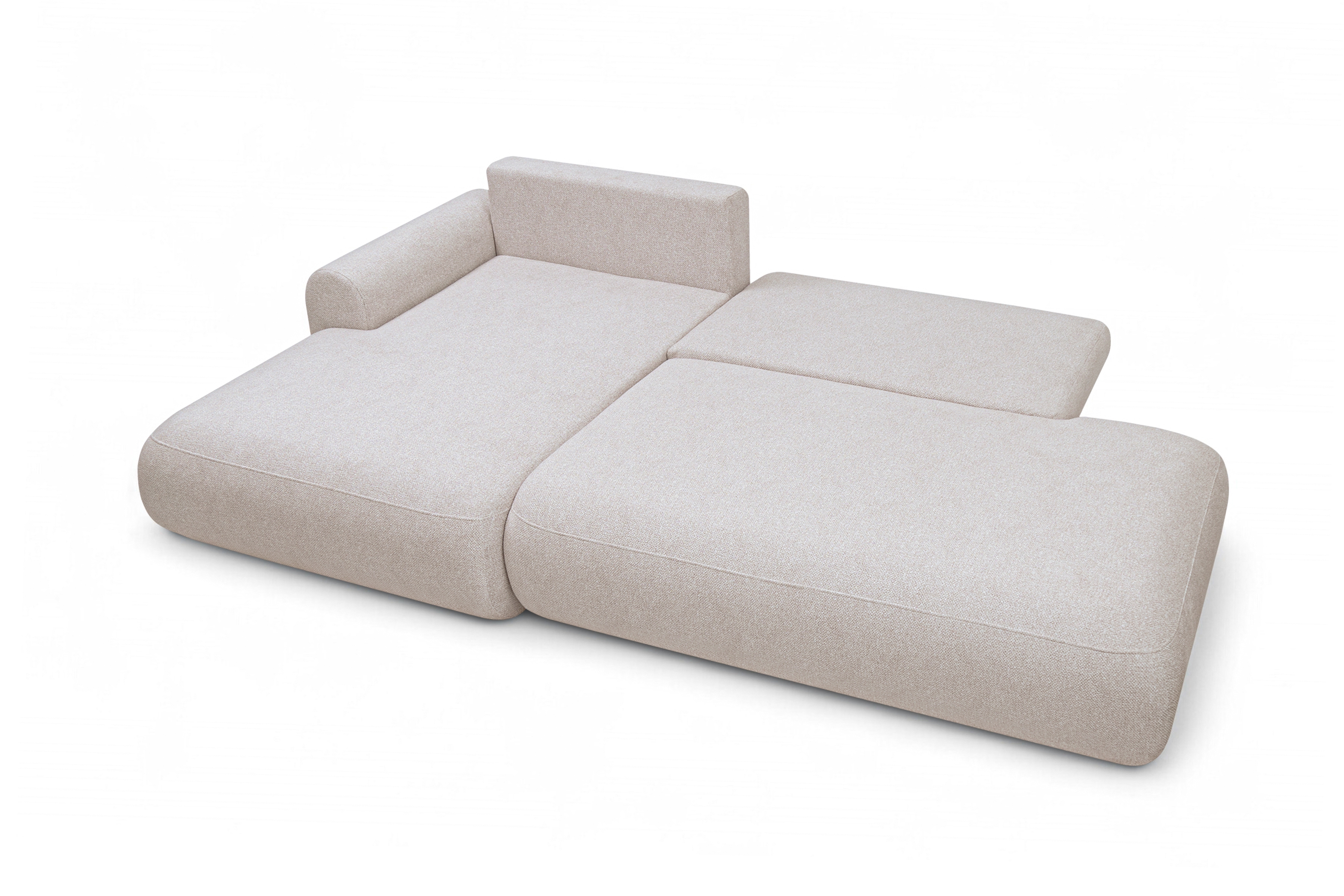 Rozkladacia rohová sedačka Lotulis L II ľavá – krémová hydrofóbna pletenina Blur 01 Rohová sedacia súprava Lotulis L s funkciou spánku Ľavá strana - kremowa dzianina hydrofobowa Blur 01 