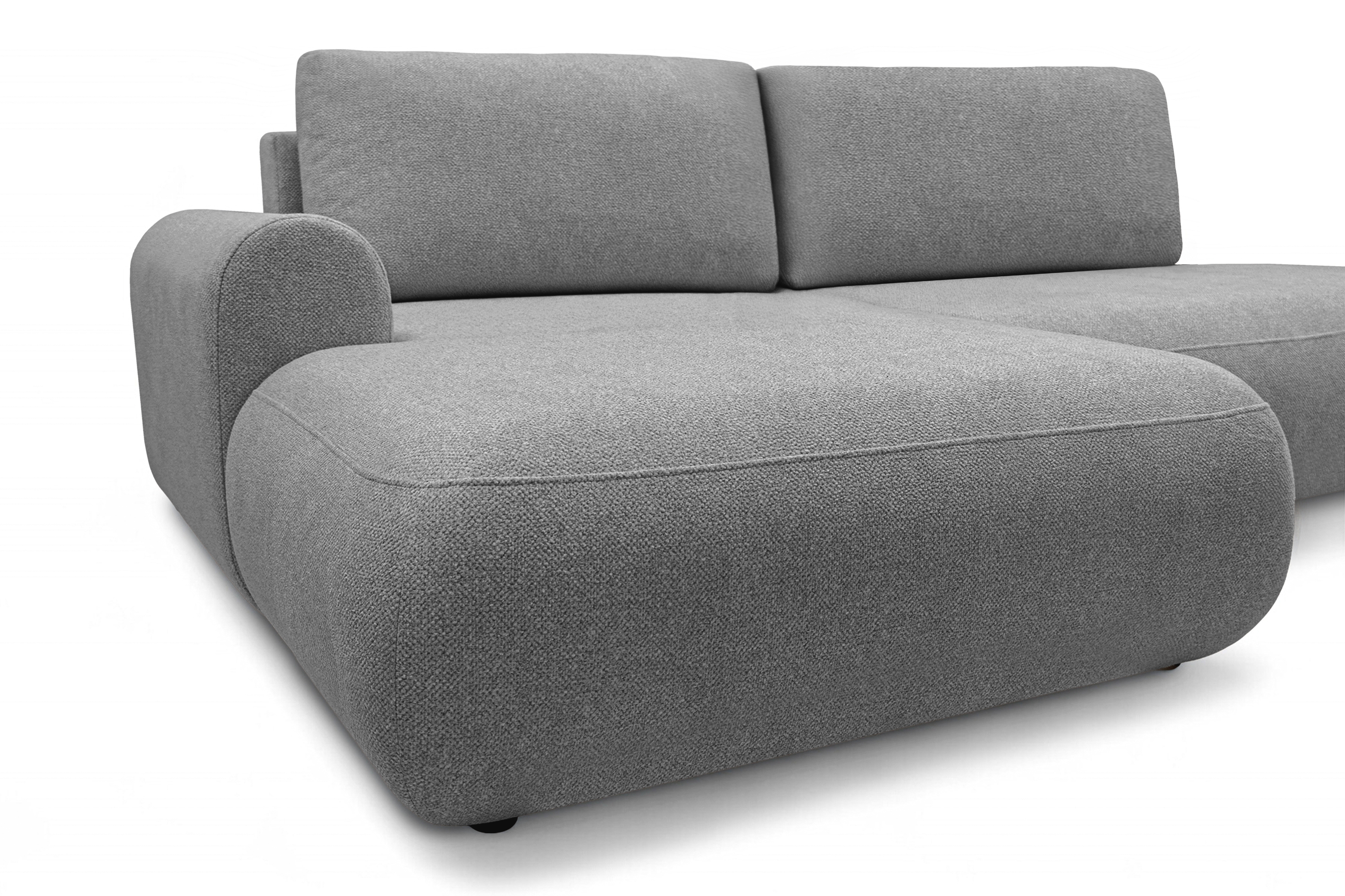 Rozkladacia rohová sedačka Lotulis L II ľavá – sivá hydrofóbna pletenina Blur 18 Rohová sedacia súprava Lotulis L s funkciou spánku Ľavá strana - šedá dzianina hydrofobowa Blur 18