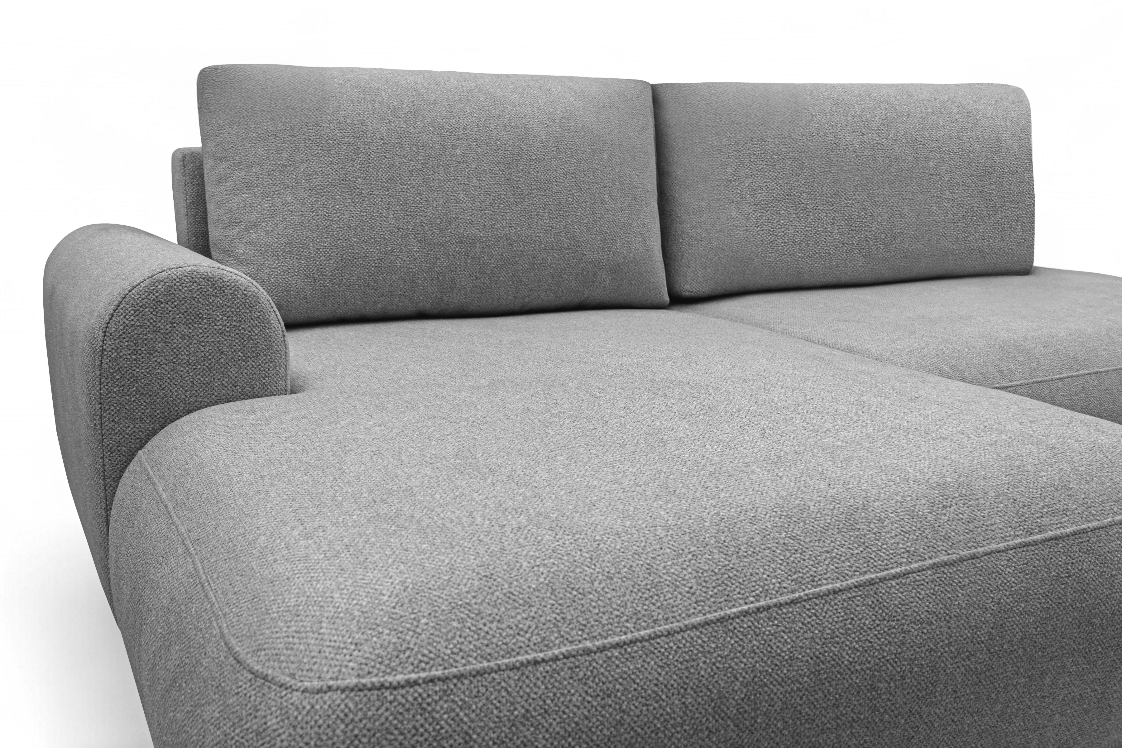 Rozkladacia rohová sedačka Lotulis L II ľavá – sivá hydrofóbna pletenina Blur 18 Rohová sedacia súprava Lotulis L s funkciou spánku Ľavá strana - šedá dzianina hydrofobowa Blur 18