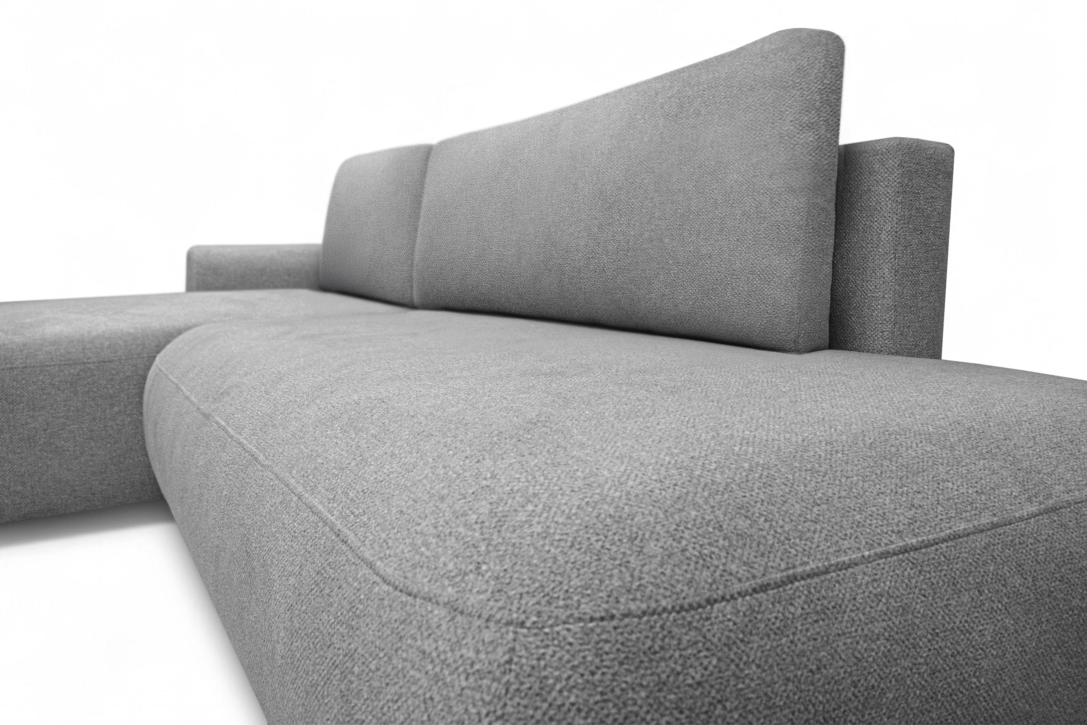 Rozkladacia rohová sedačka Lotulis L II ľavá – sivá hydrofóbna pletenina Blur 18 Rohová sedacia súprava Lotulis L s funkciou spánku Ľavá strana - šedá dzianina hydrofobowa Blur 18