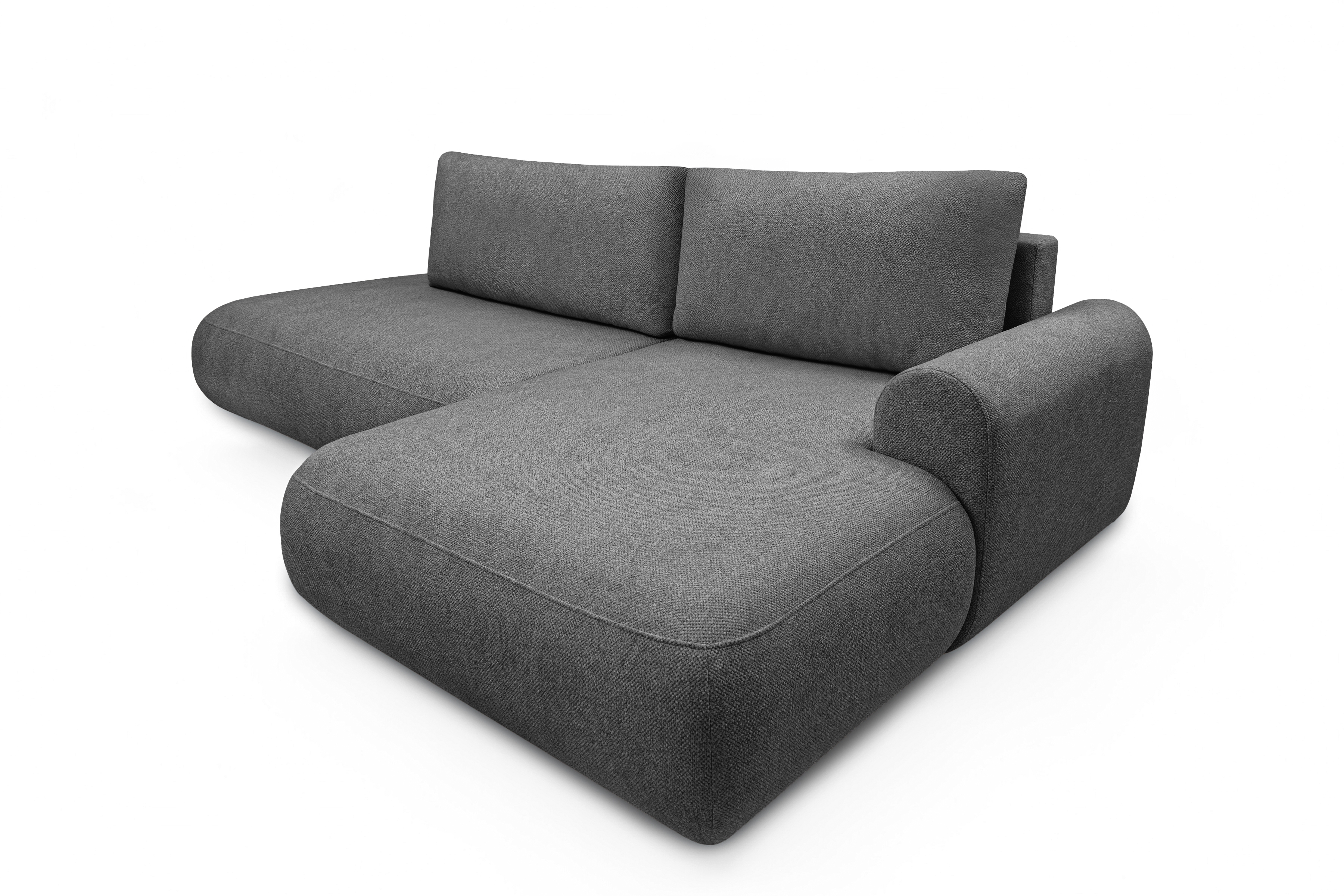 Rohová rozkladacia sedačka Lotulis L II pravá – tmavosivá hydrofóbna pletenina Blur 19 Rohová sedacia súprava Lotulis L s funkciou spánku pravá strana - ciemno šedá dzianina hydrofobowa Blur 19