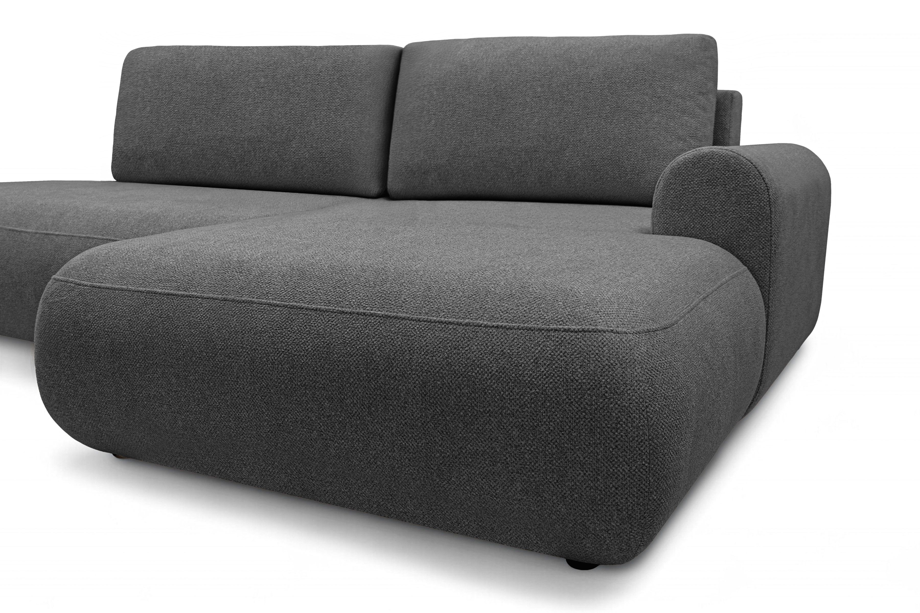 Rohová rozkladacia sedačka Lotulis L II pravá – tmavosivá hydrofóbna pletenina Blur 19 Rohová sedacia súprava Lotulis L s funkciou spánku pravá strana - ciemno šedá dzianina hydrofobowa Blur 19